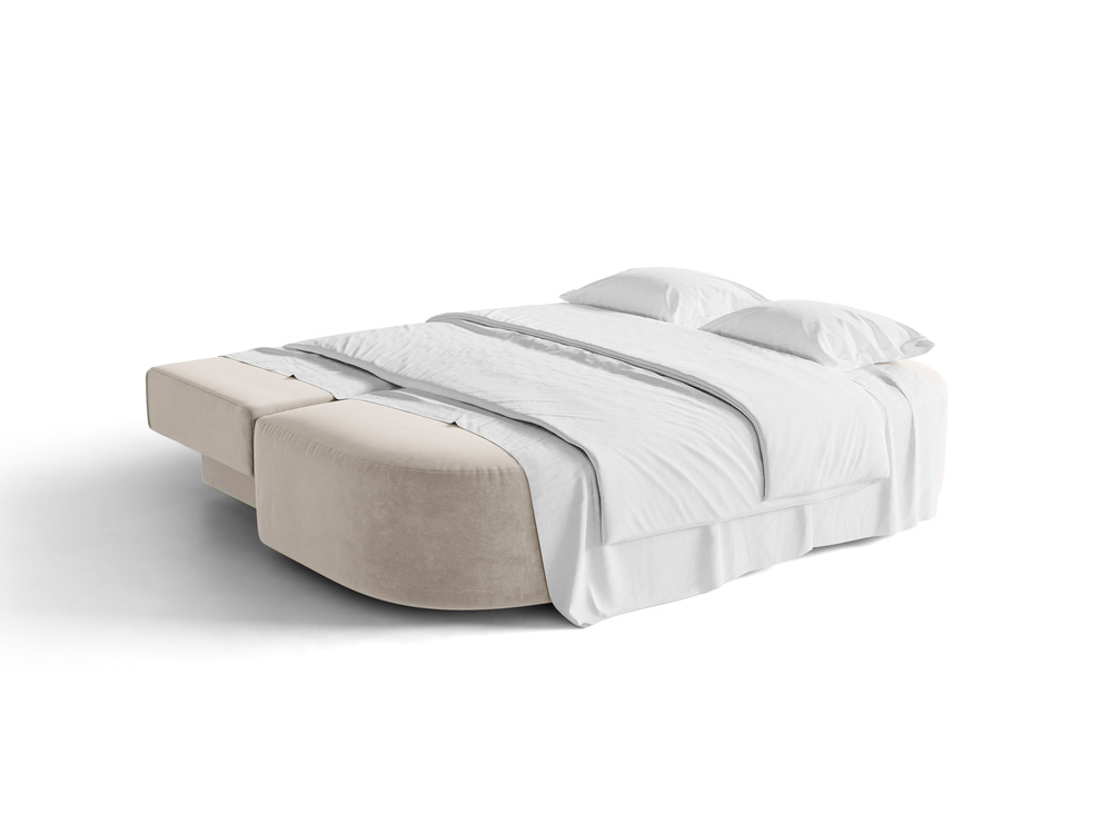 Cosmopolitan Design Schlafsofa Sophia 3-Sitzer mit Bettkasten Samt Salvador Beige