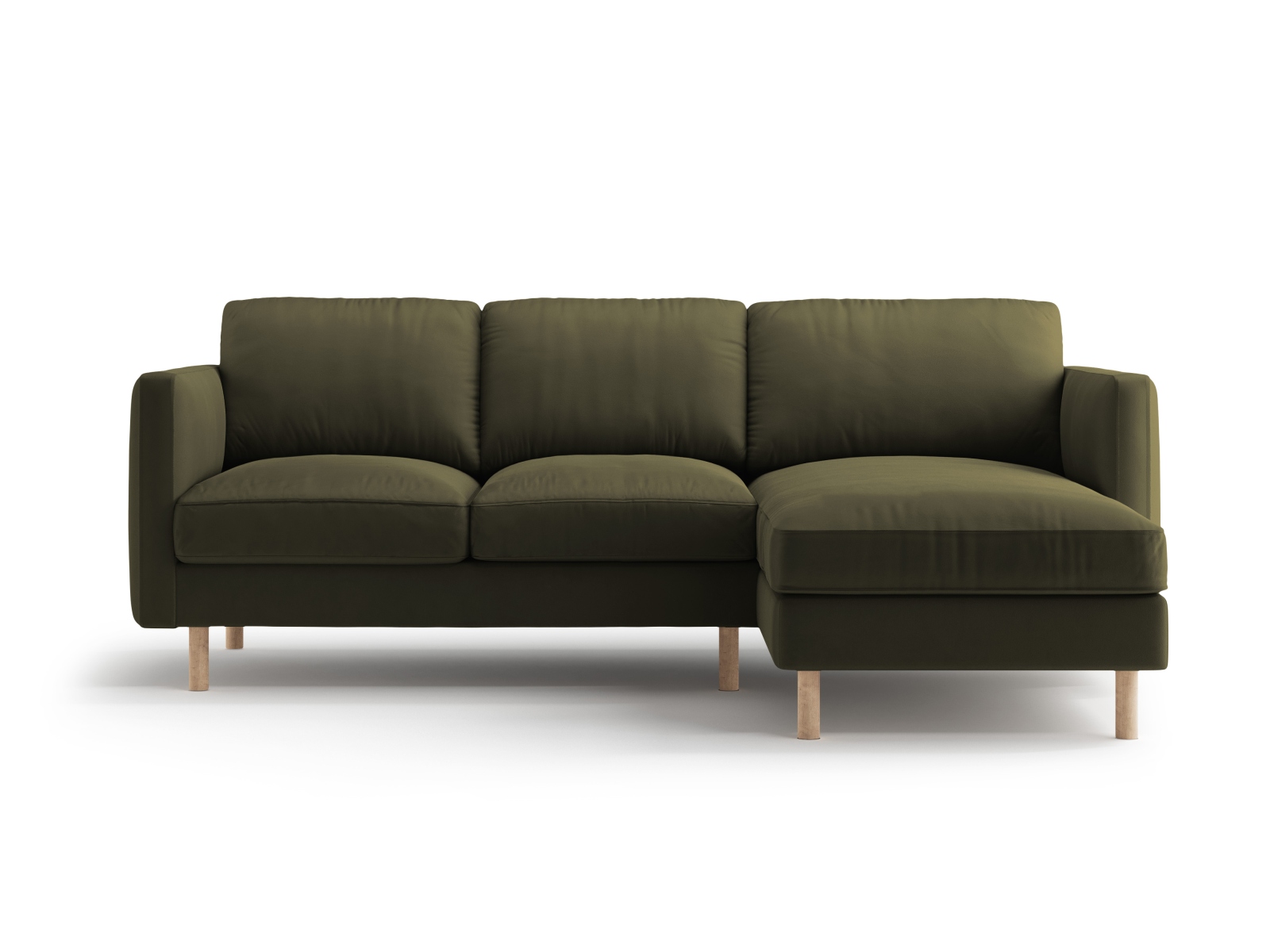 Micadoni Ecksofa Eden 3-Sitzer Rechts Samt Moßgrün Melange