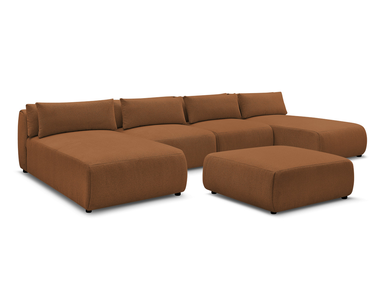 Bobochic Jana Wohnlandschaft mit großem Pouf Melange-Stoff Orange