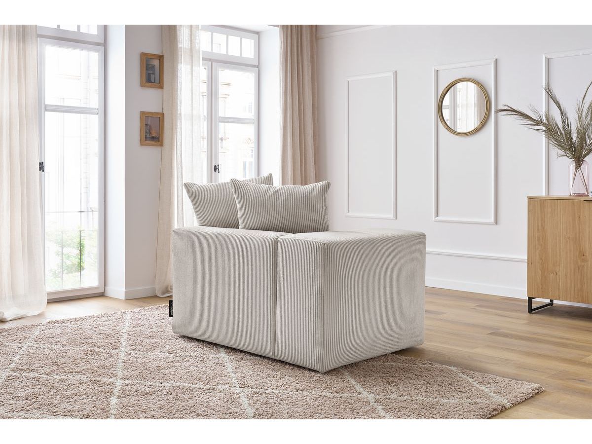 Bobochic Voltaire Sofamodul 1-Sitzer 130 × 100 cm Cordsamt Beige Ecke links