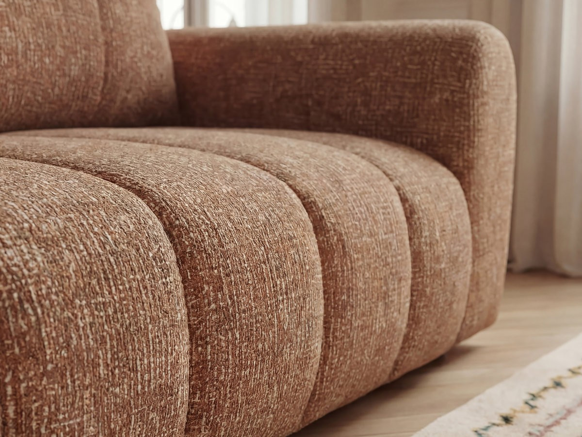 Bobochic Nesty Ecksofa in L-Form, 256 cm Melange-Stoff Orange Ecke links