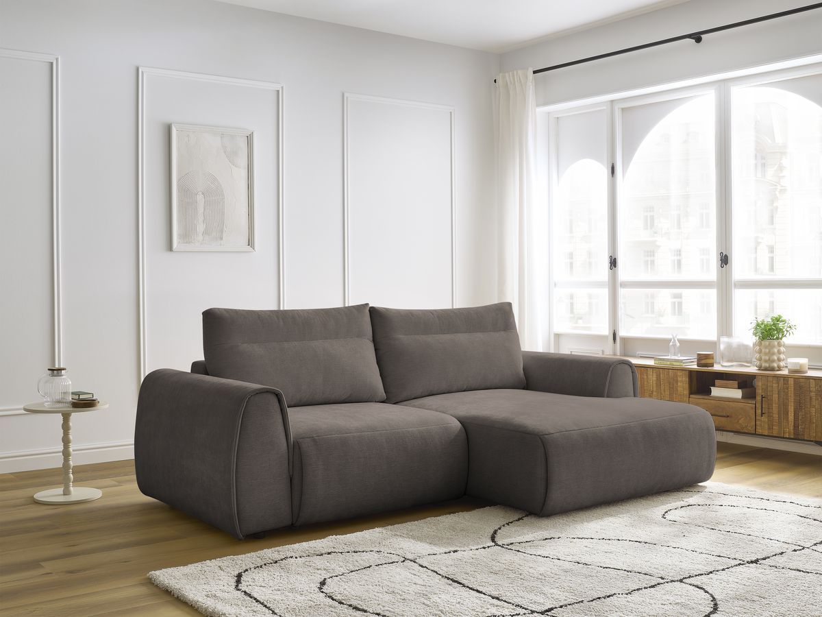 Bobochic Aden Ecksofa 246 × 152 cm Stoff Taupe Ecke rechts