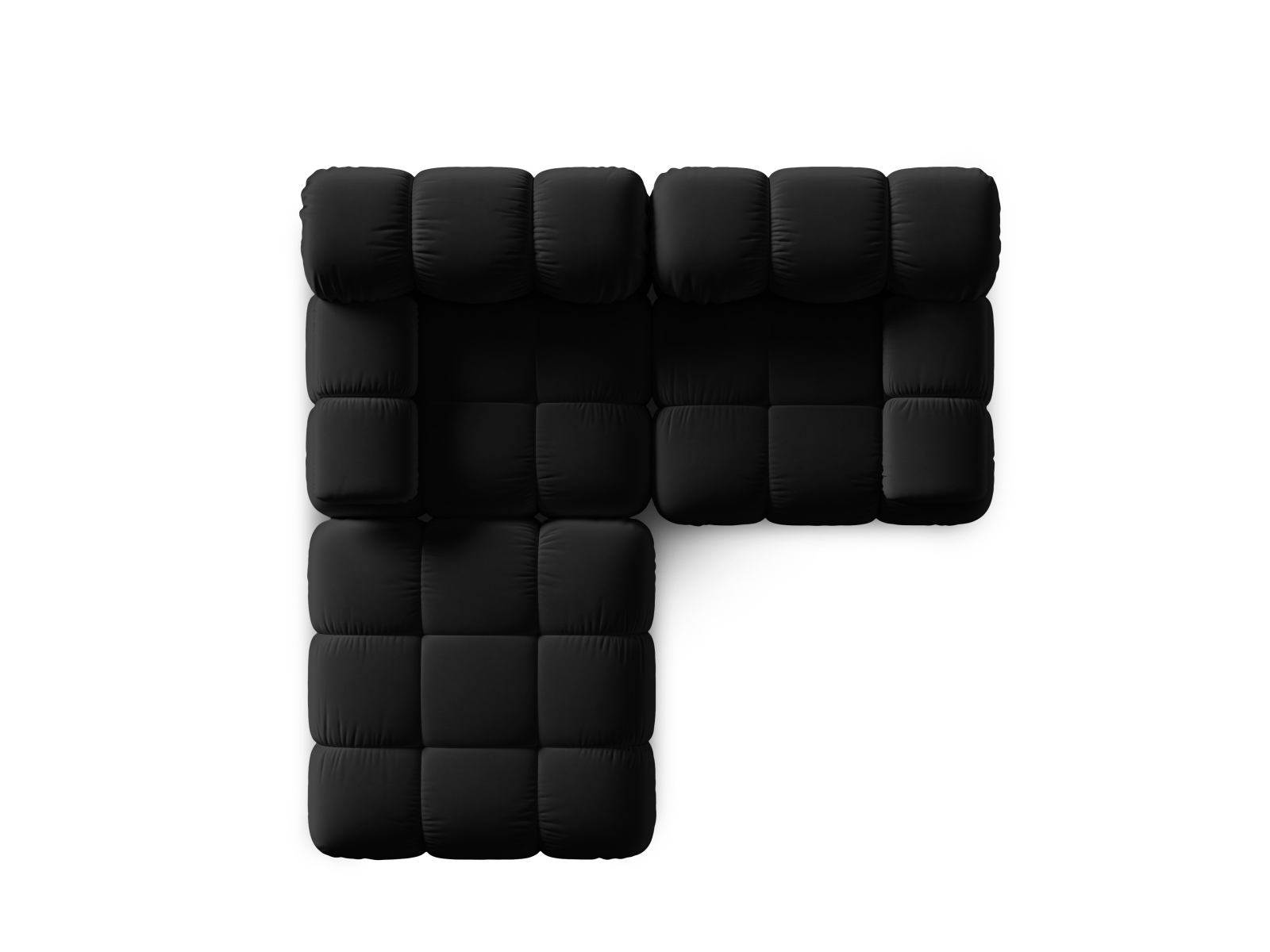 Micadoni Modulares Sofa Bellis 3-Sitzer mit flachem Modul Samt Bluvel Schwarz