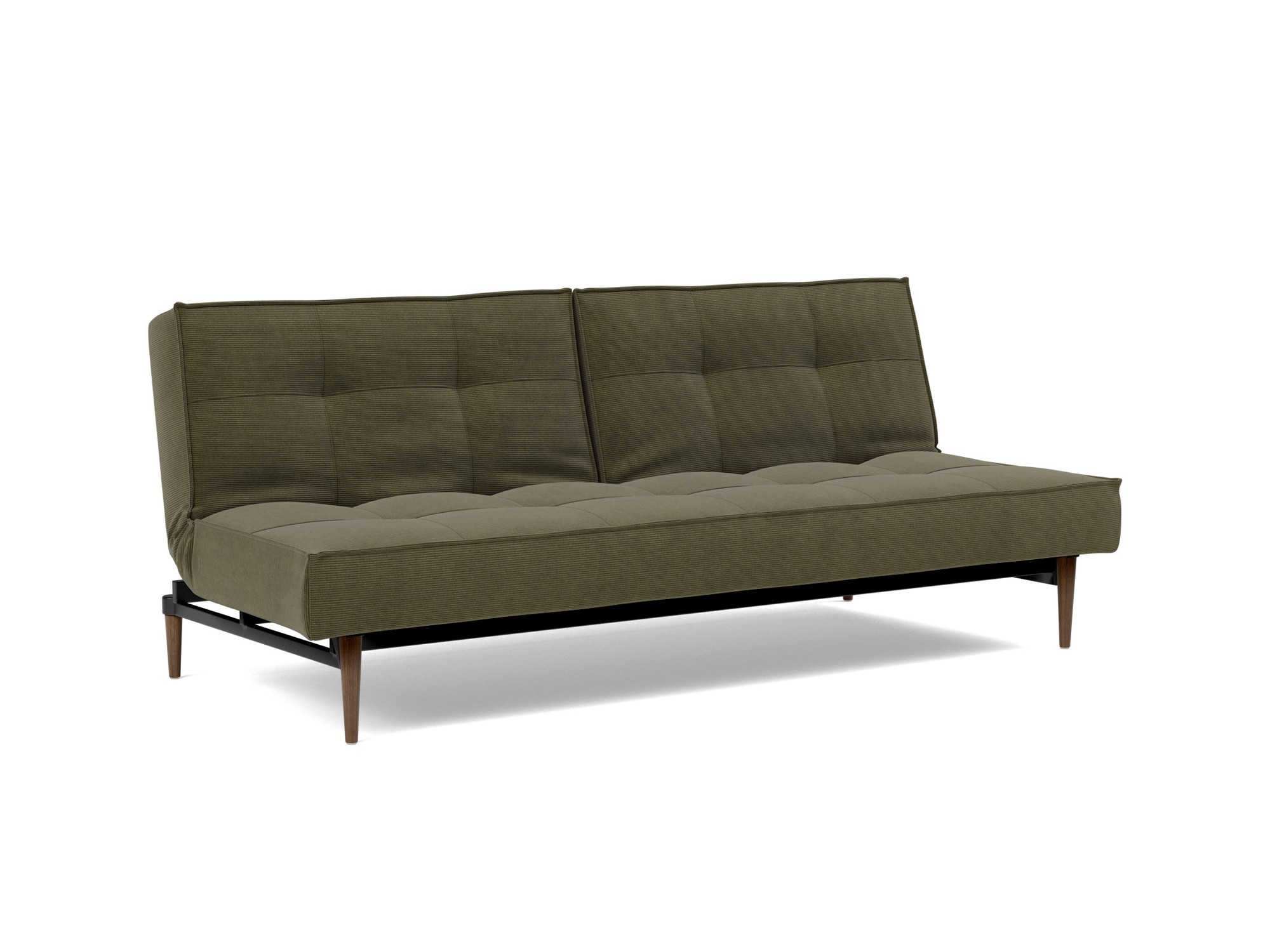 Schlafsofa Splitback Kord Cordufine 316-Pine-Green Beine Styletto Eiche dunkel