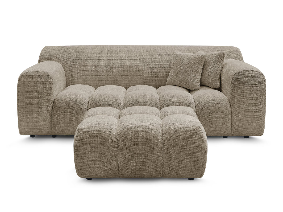 Bobochic Melisse Sofa 2-Sitzer mit Pouf Strukturstoff Taupe