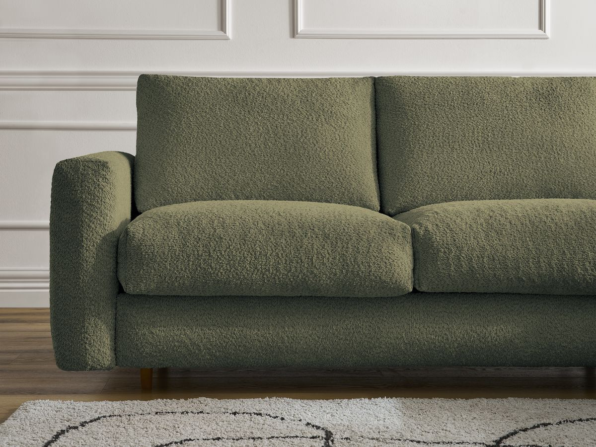 Bobochic Cocoone Schlafsofa 3-Sitzer Bouclé-Stoff Grün, Liegefläche 140 × 200 cm