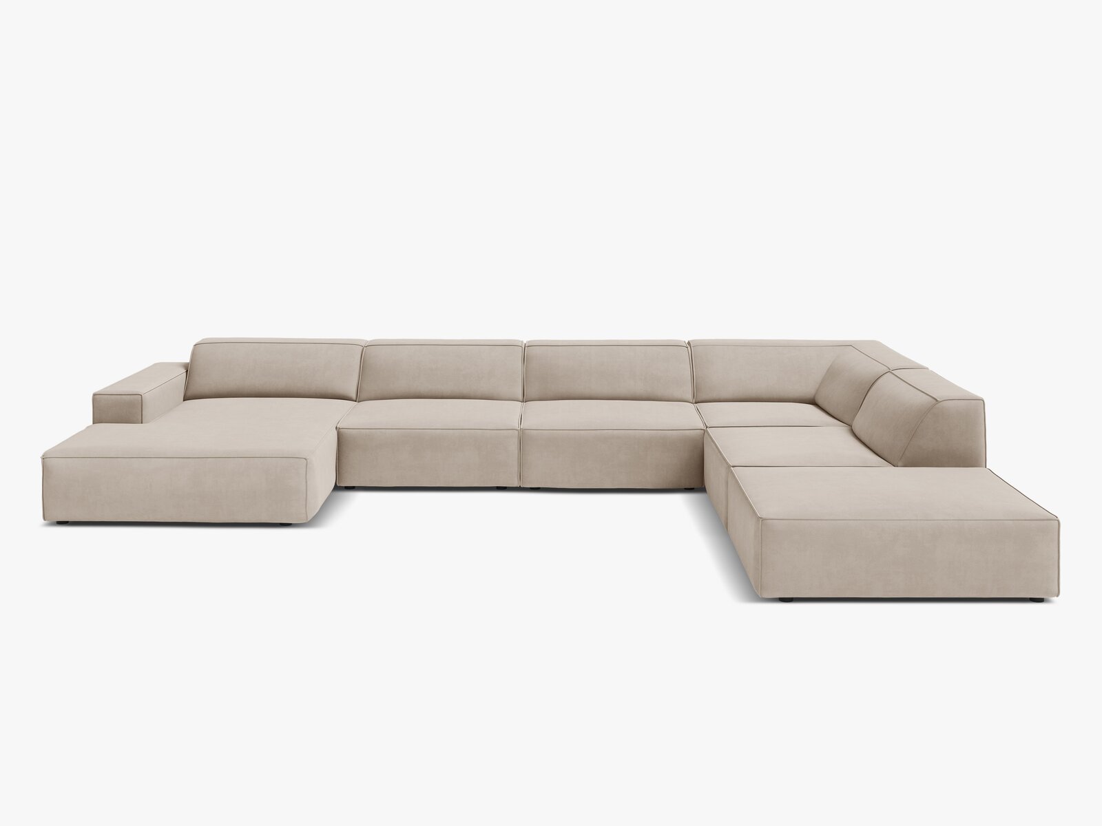 Micadoni Panorama-Ecksofa Jodie 7-Sitzer Rechts Samt Bluvel Dunkelbeige