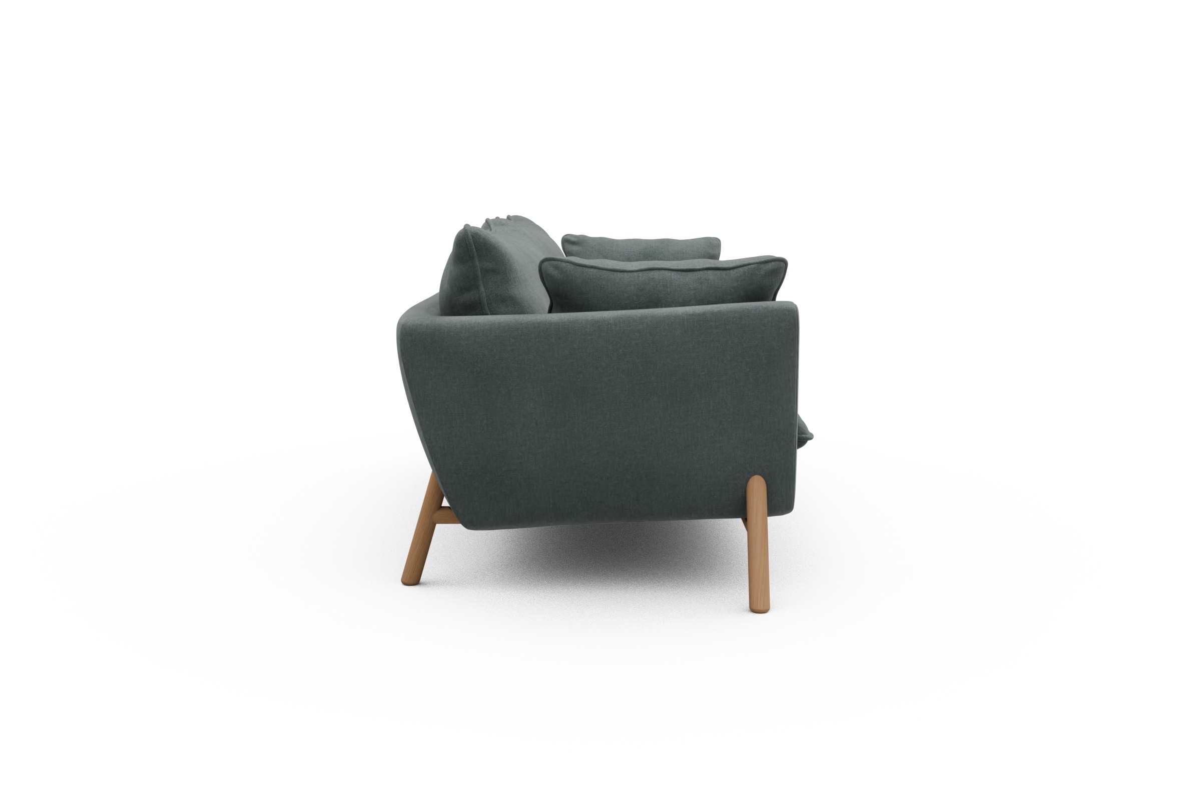 Sofa Emil PREMIUM 3-Sitzer Beinfarbe Eiche Natur Smooth-Silver-Grey