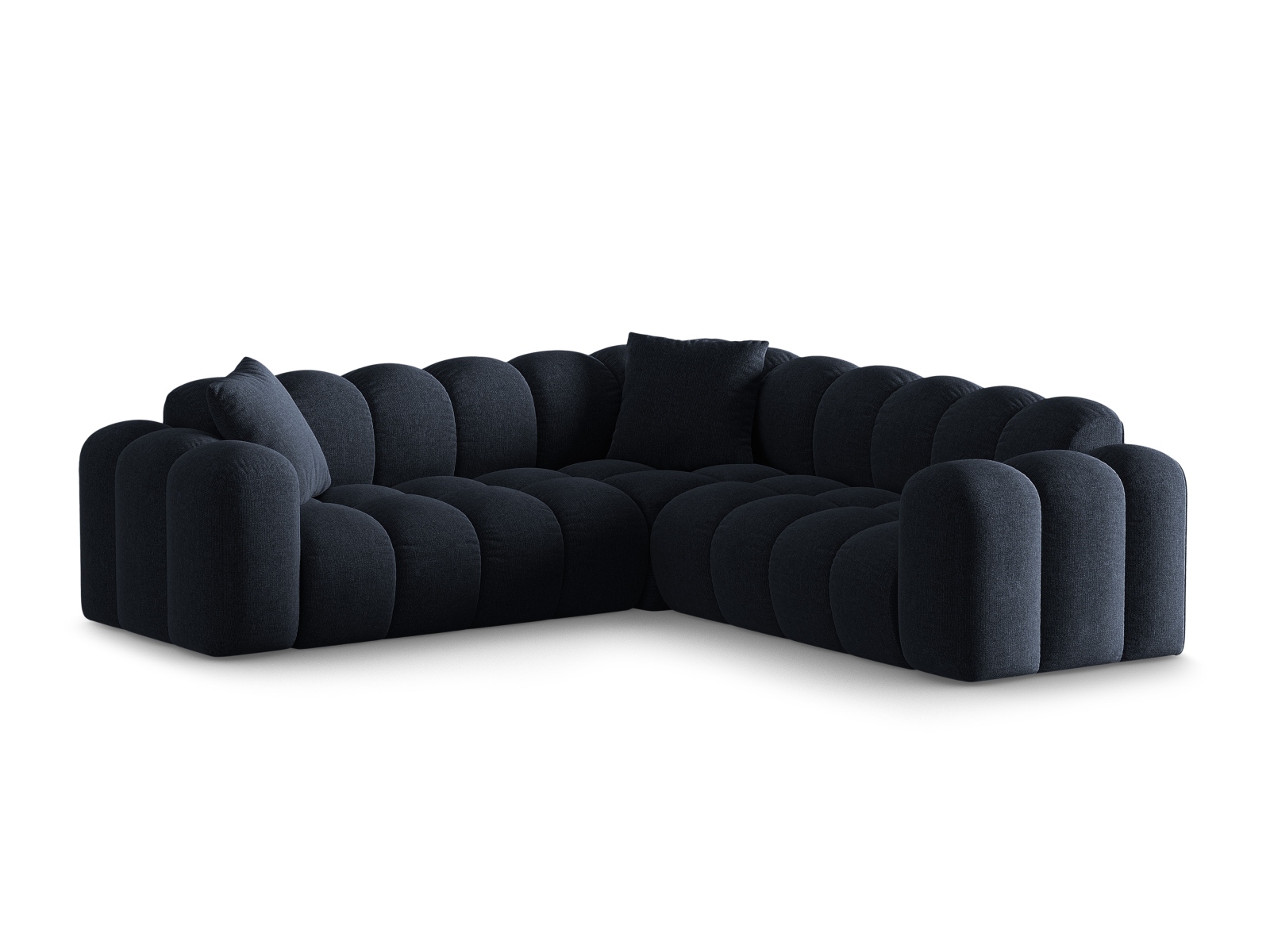 Cosmopolitan Design Symmetrisches Ecksofa Treno 3-Sitzer Chenille Eden Marineblau