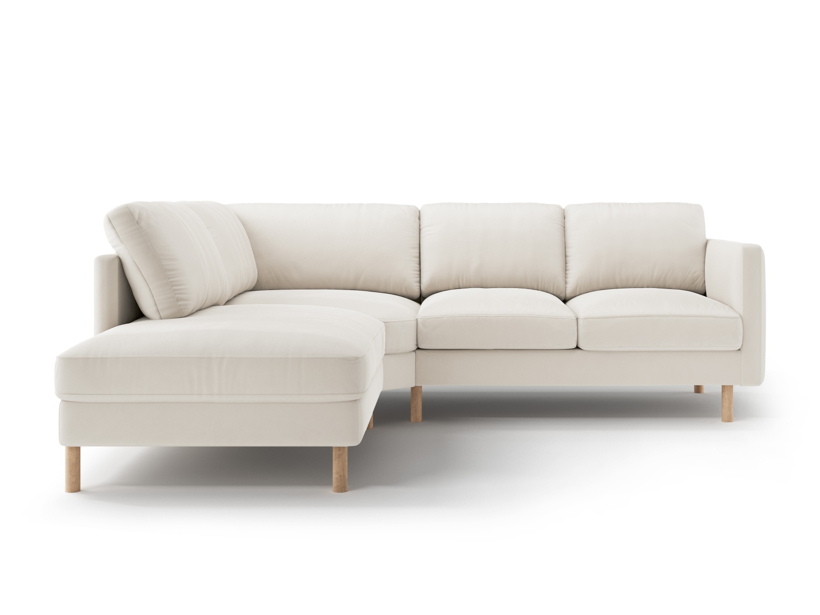 Micadoni Symmetrisches Ecksofa Eden 4-Sitzer Links Samt Beige