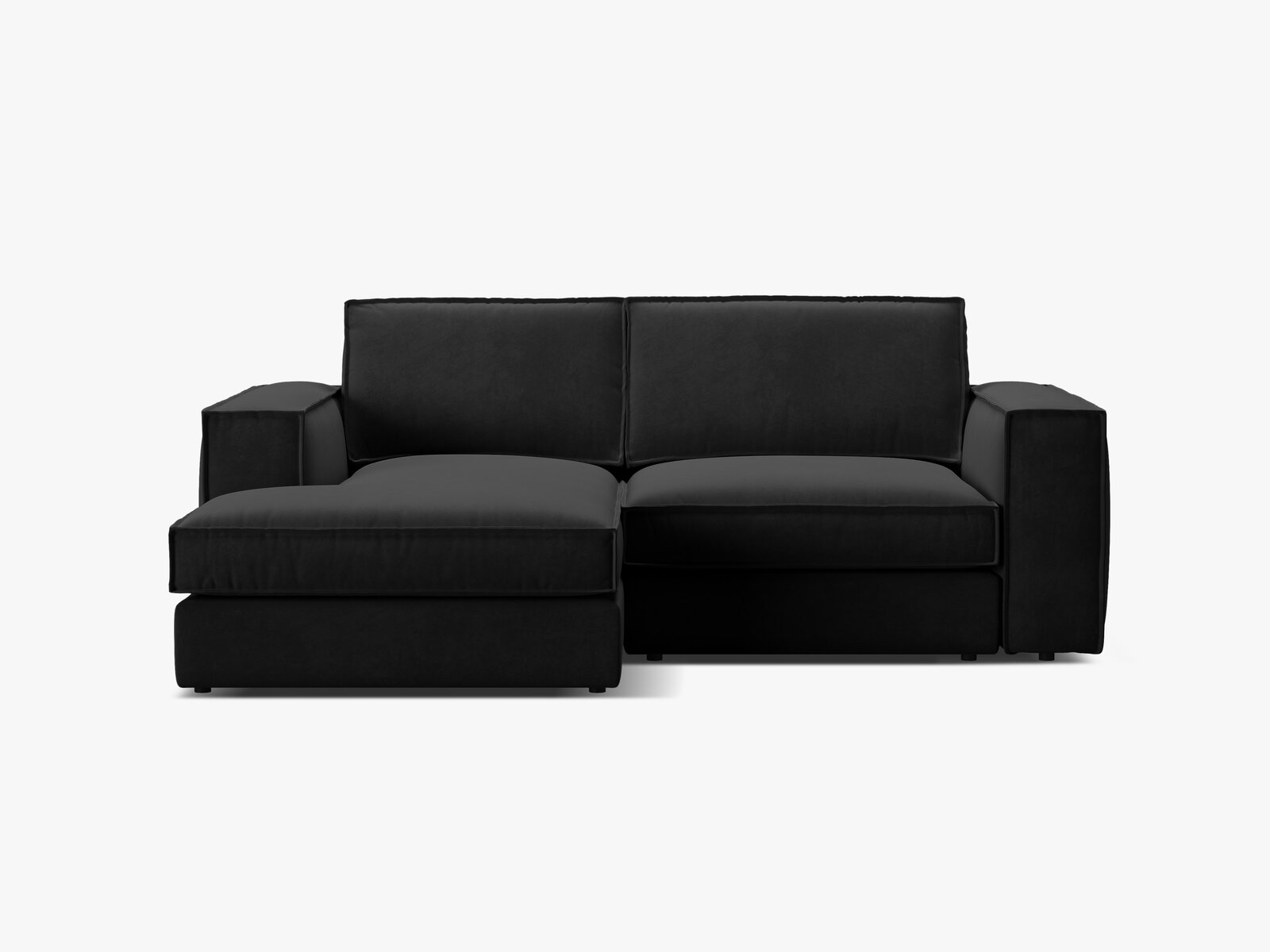 Micadoni modulares Ecksofa Pola 2-Sitzer kleine Version Links Samt Salvador Schwarz