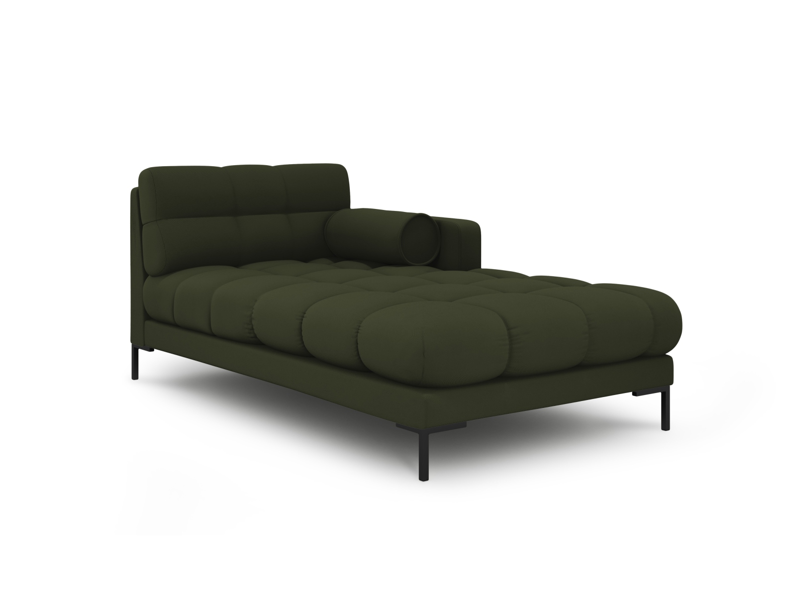 Cosmopolitan Design Chaiselongue Bali Strukturierter Stoff Neve Grün Rechts Beine Schwarzes Metall
