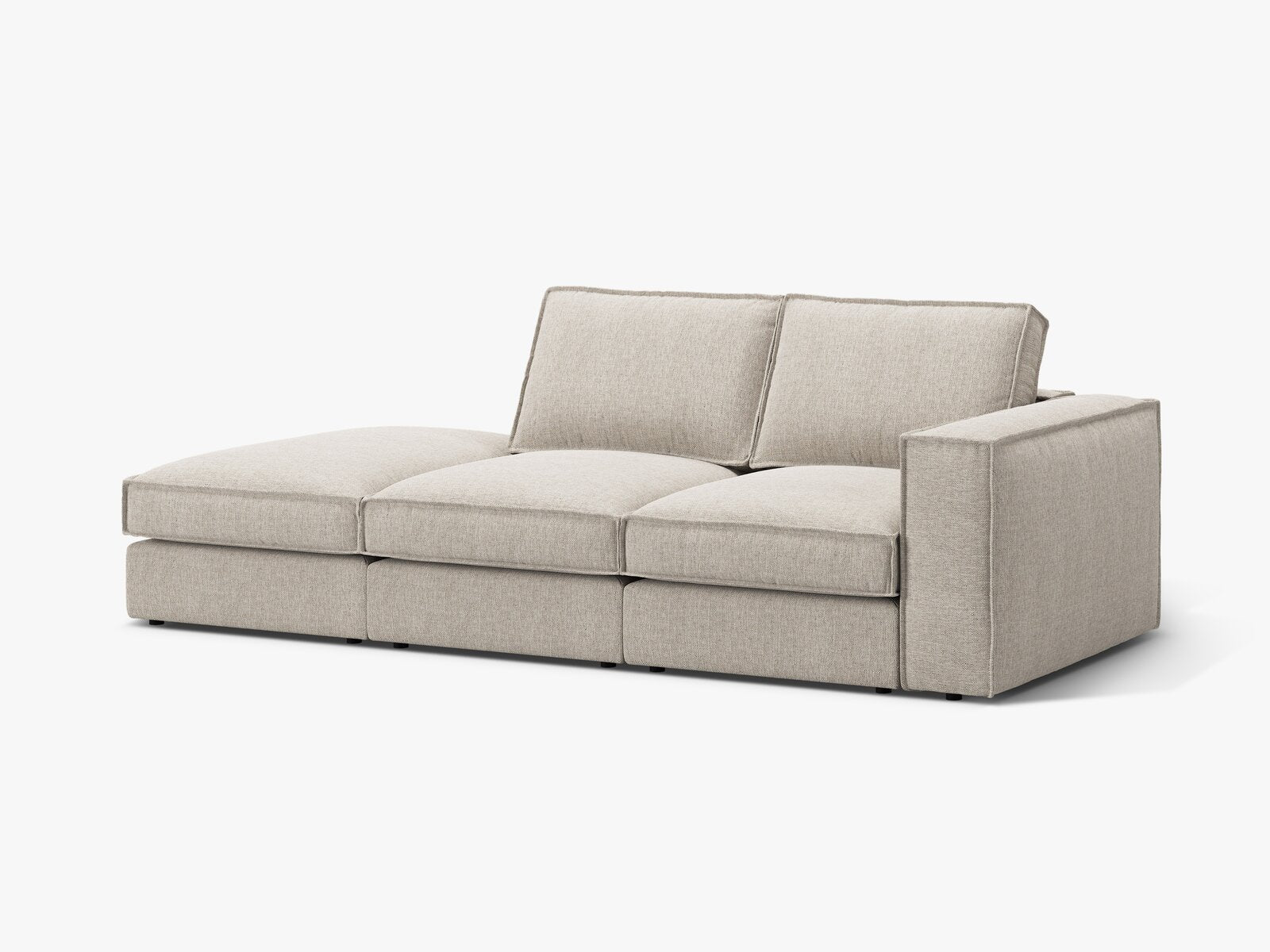 Micadoni modulares offenes Sofa Pola 3-Sitzer Links Strukturierter Stoff Babel Sand