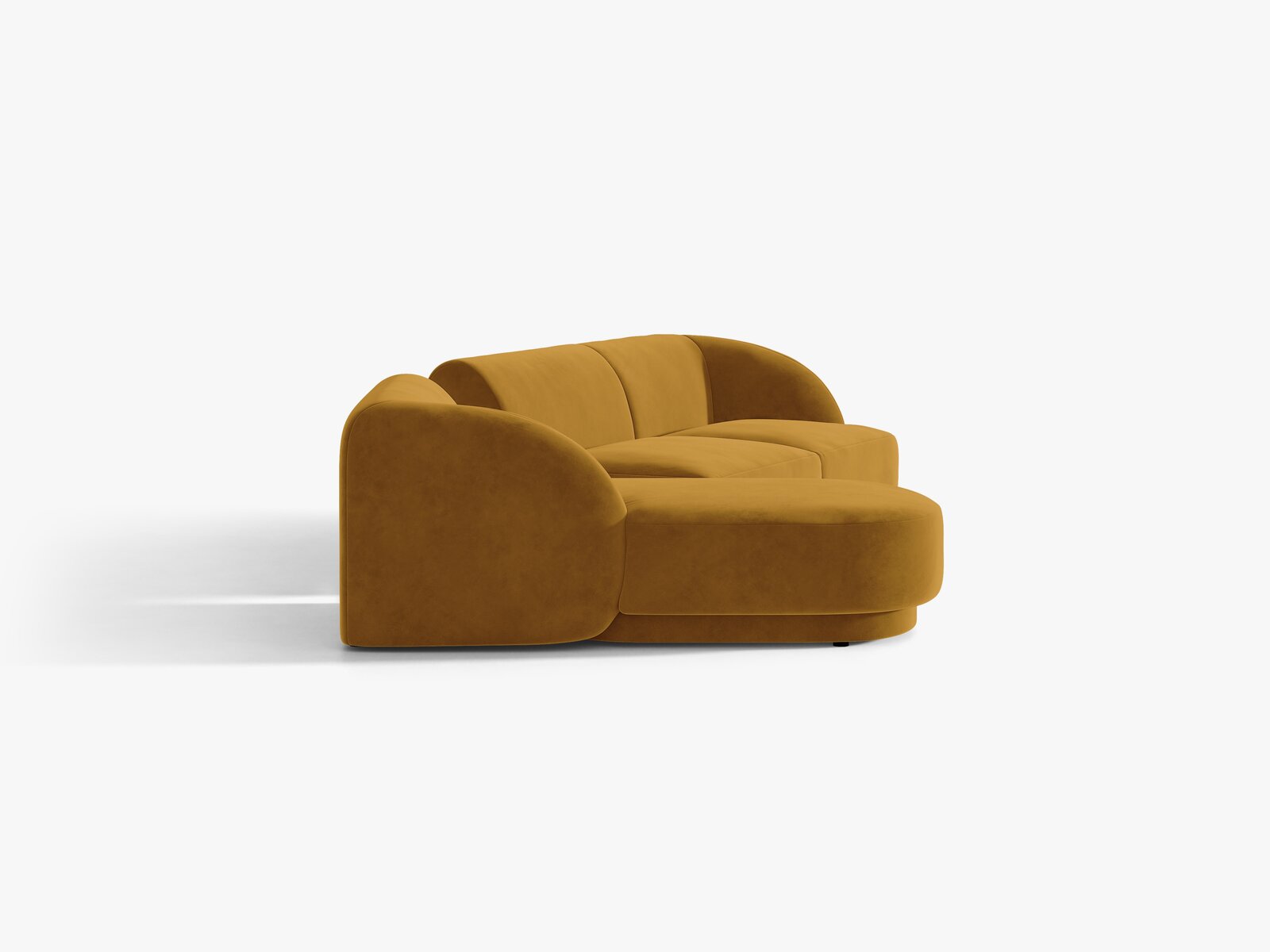 Micadoni Modulares Sofa Miley mit Recamiere 3-Sitzer Links Samt Bluvel Gelb
