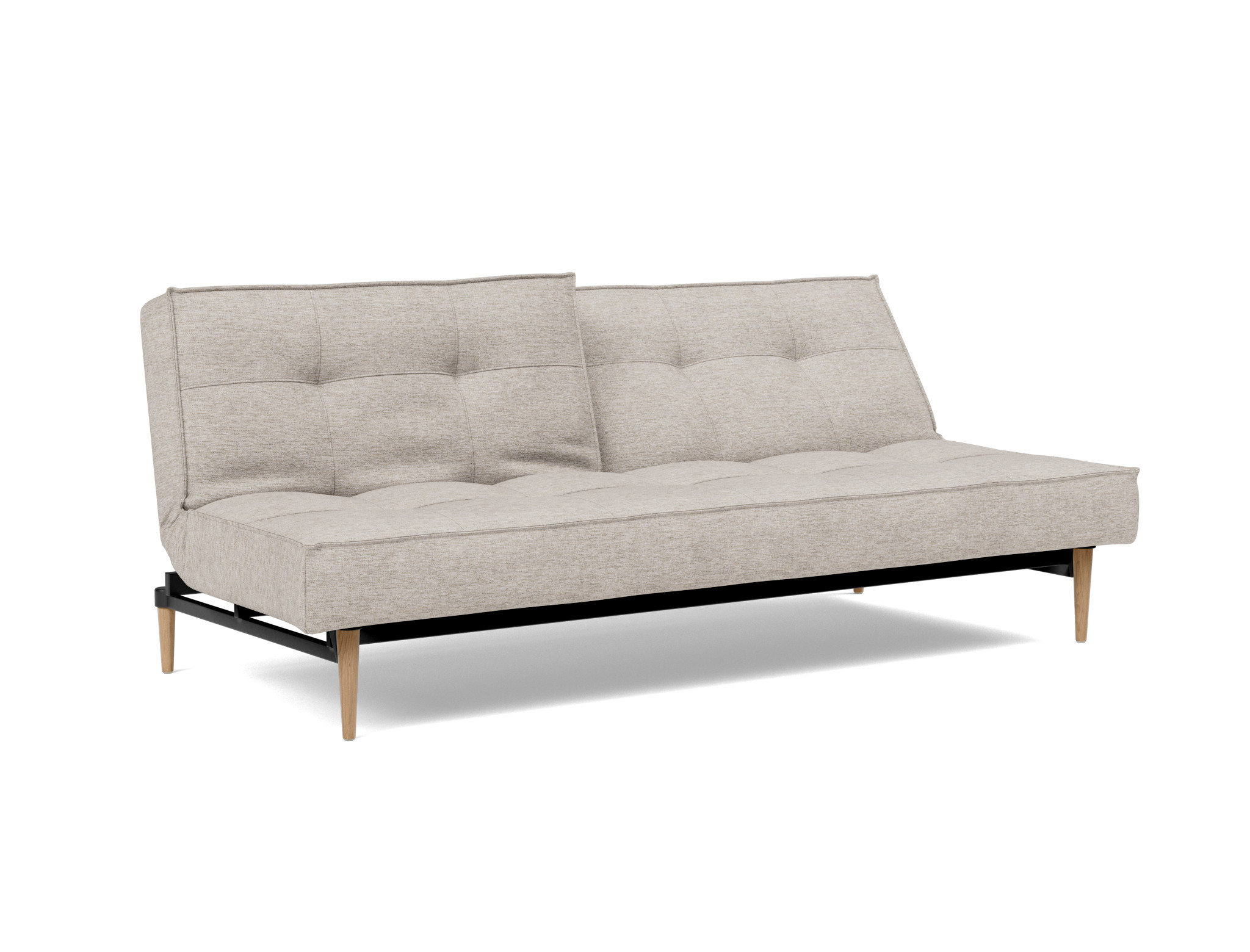 Schlafsofa Splitback Chenille Yuveno 471-Sand Beine Styletto Eiche hell