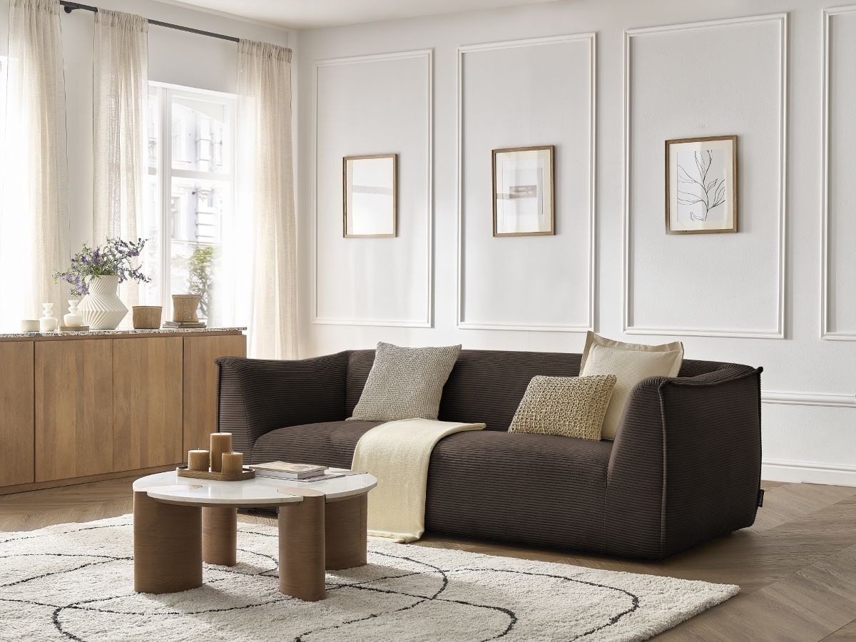 Bobochic Giorgia Sofa 3-Sitzer Cordsamt Braun