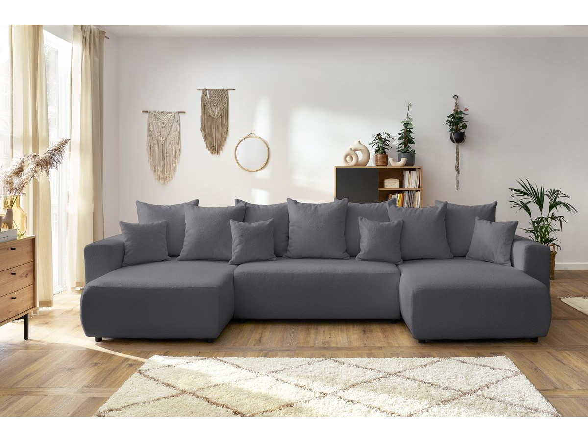 Bobochic Envy Wohnlandschaft Bouclé-Stoff Dunkelgrau