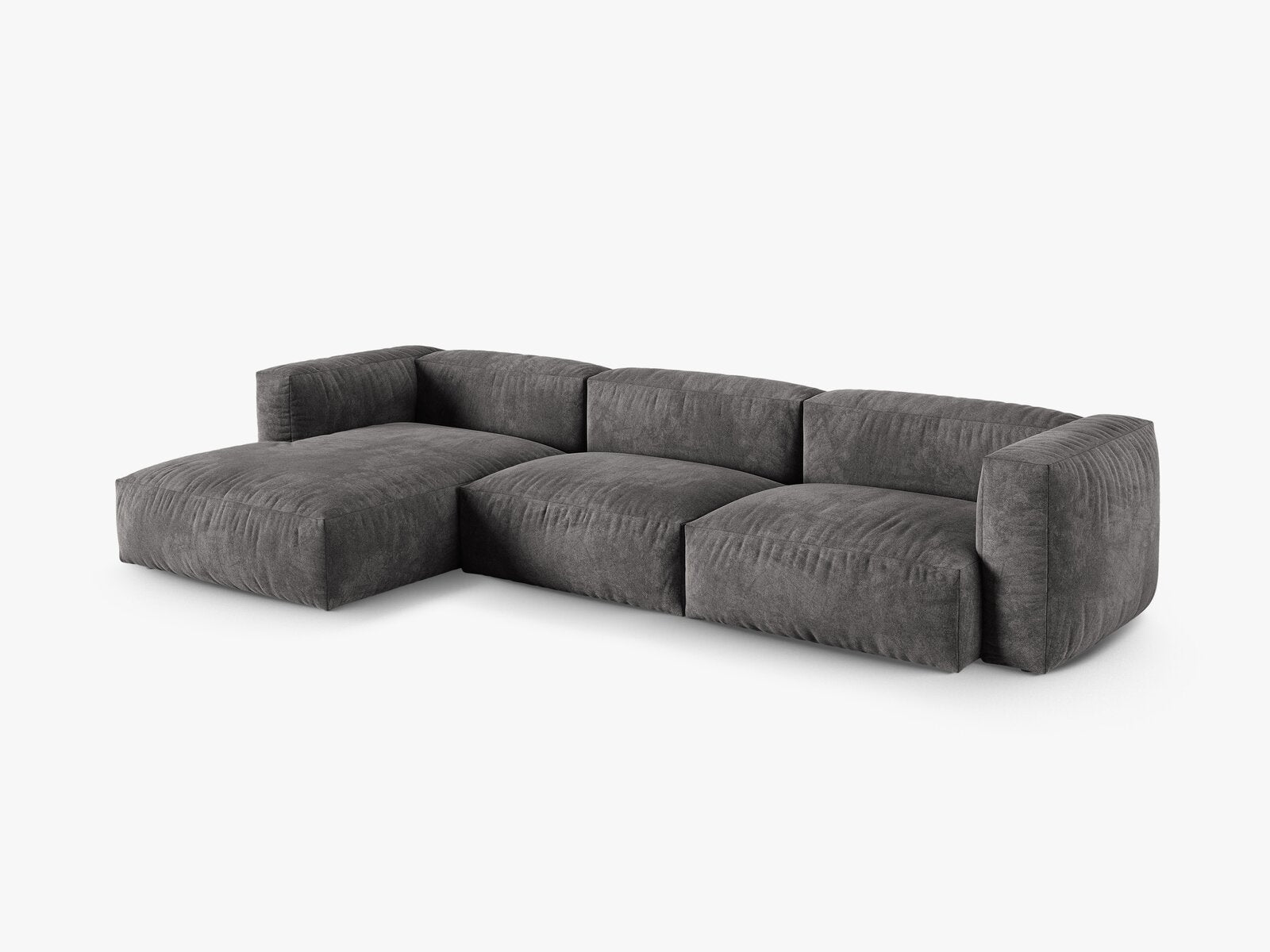 Micadoni Ecksofa Martina 3-Sitzer 90cm Sitztiefe Links Samt Vogue Grau