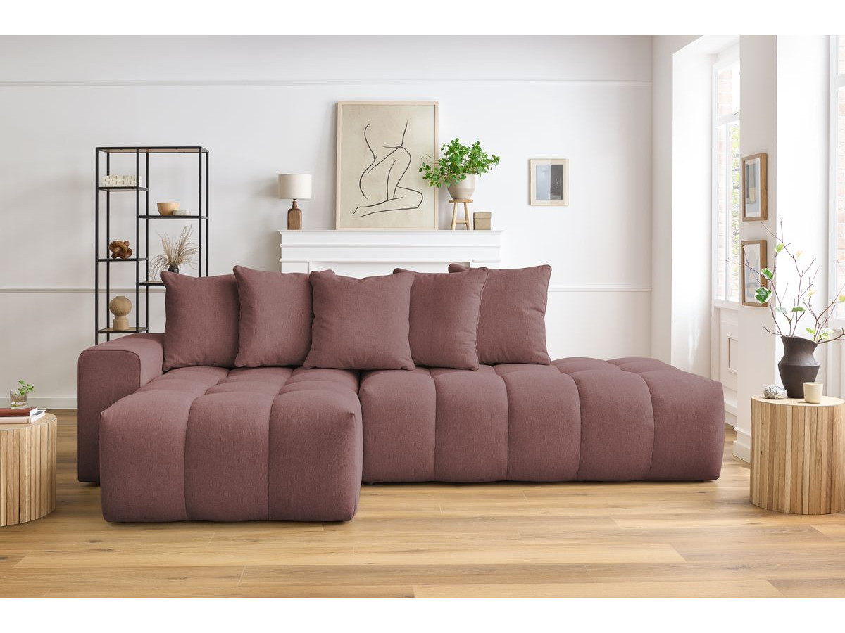 Bobochic Mont-blanc Ecksofa Melange-Stoff Rosa Ecke links