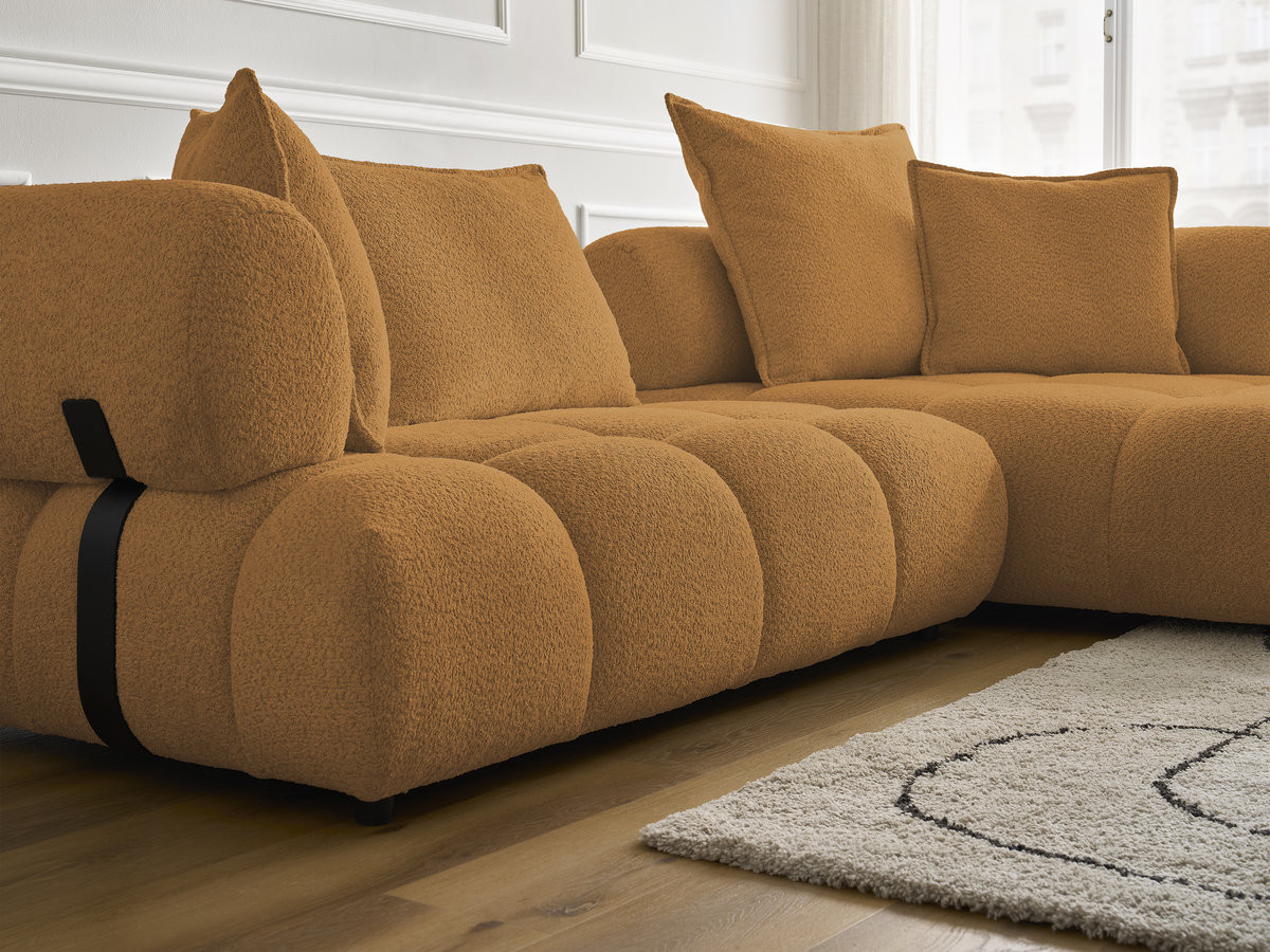 Bobochic Alya Ecksofa Bouclé-Stoff Gelb Ecke rechts