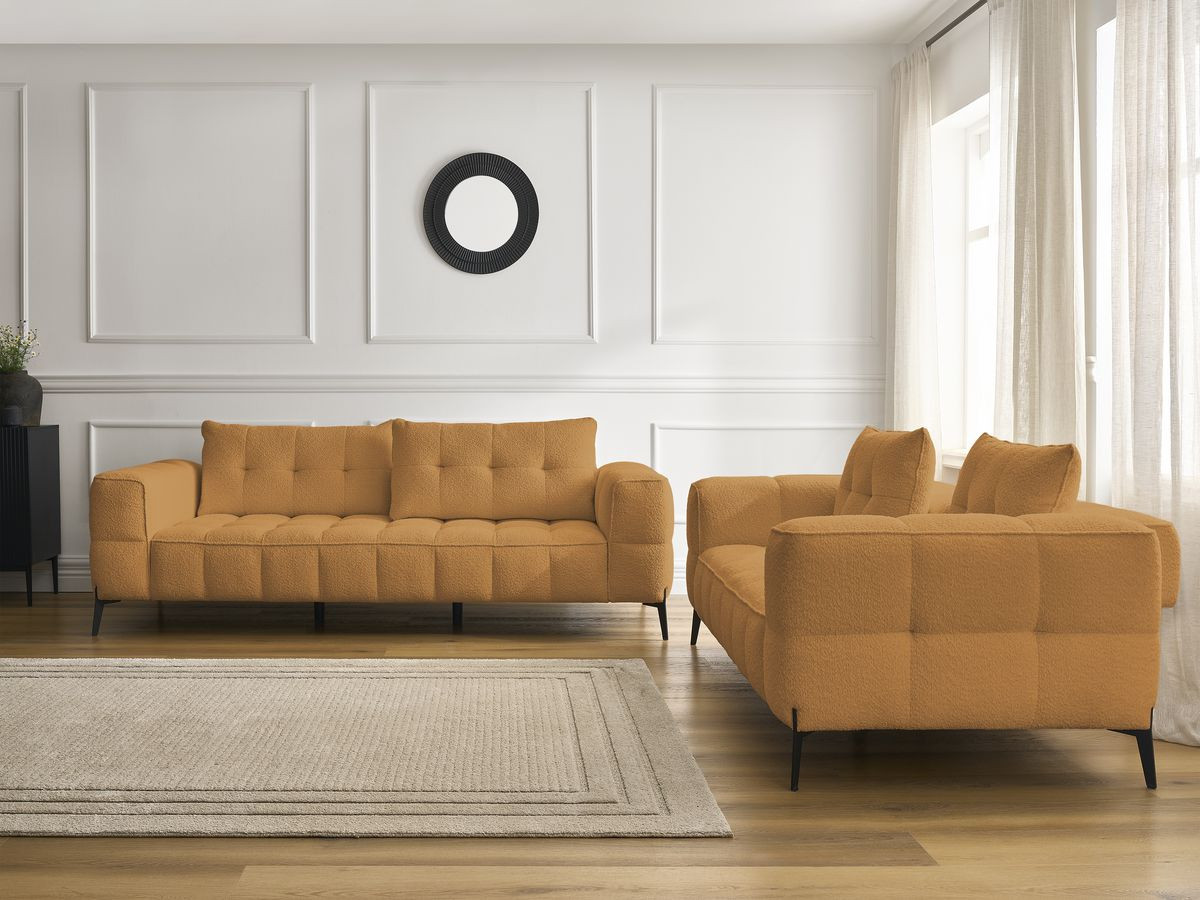Bobochic Anis Sofa 5-Sitzer Bouclé-Stoff Gelb