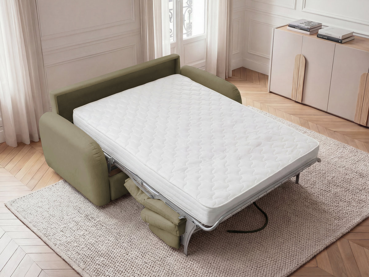 Bobochic Kenan Schlafsofa 3-Sitzer Stoff Grün, Liegefläche 160 × 196 cm