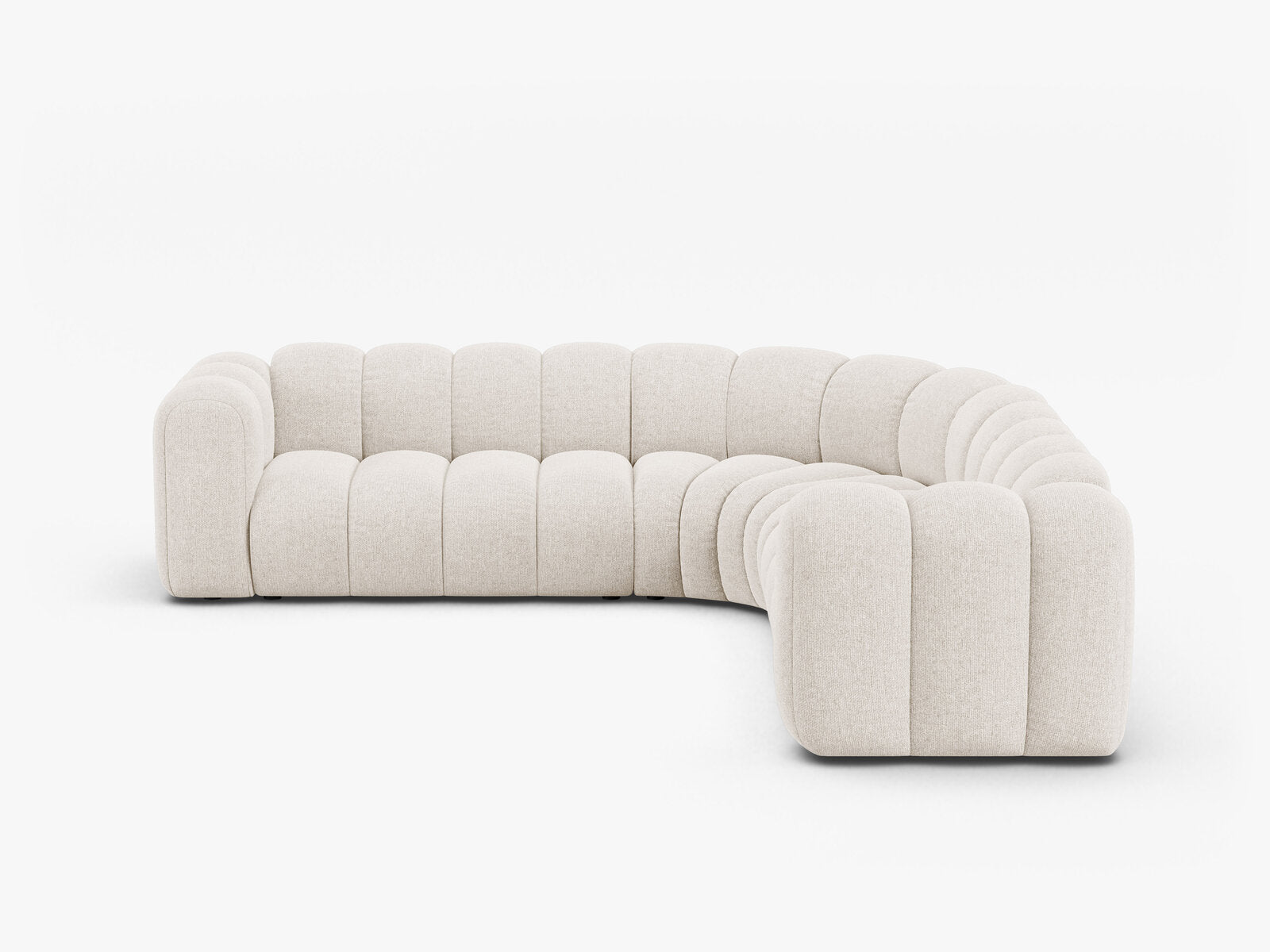 Micadoni symmetrisches Ecksofa Lupine 5-Sitzer mittelgroß Chenille Eden Helles Beige