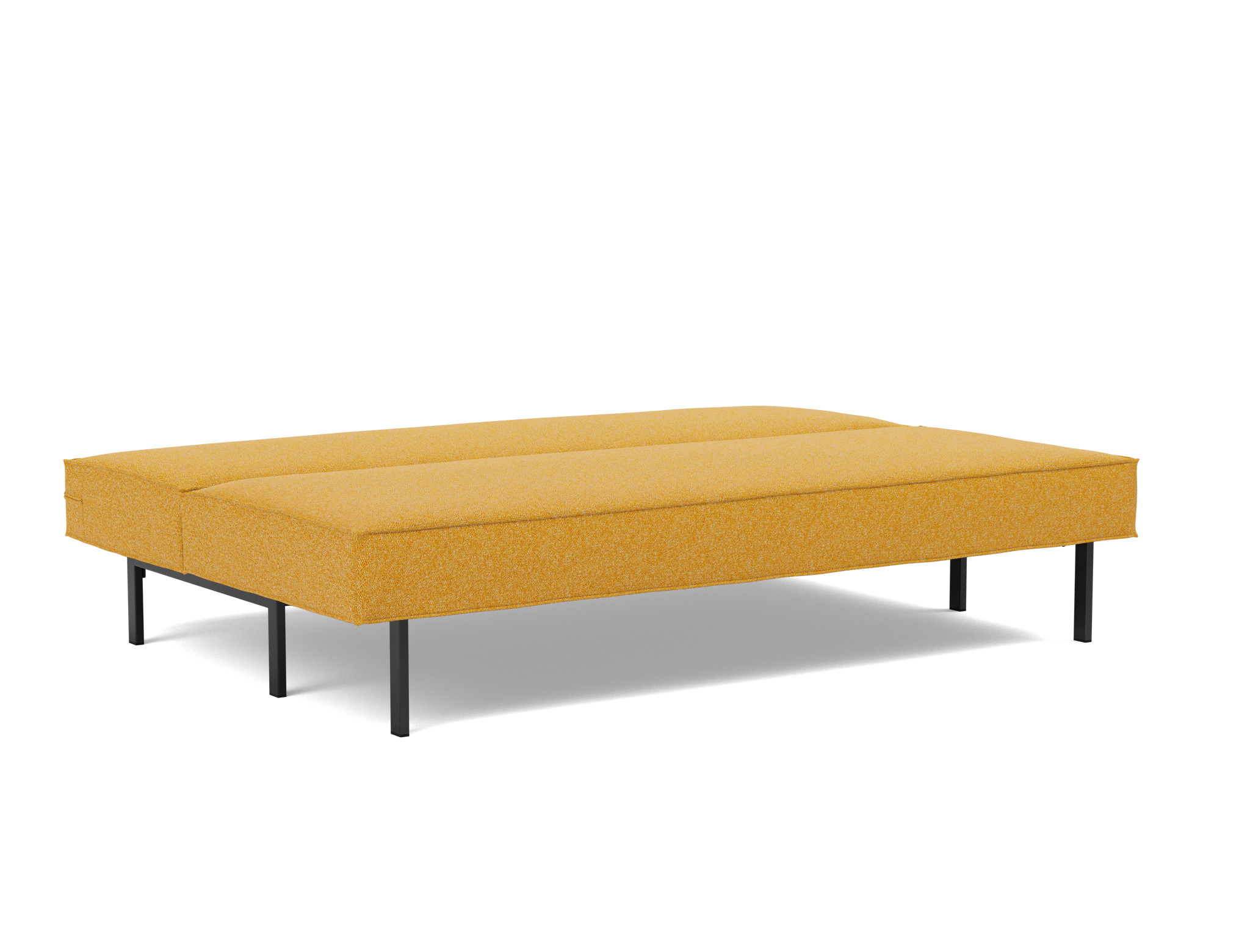 Schlafsofa Sly Boucle Skandi 536-Ochre Beine Schwarzes Metall