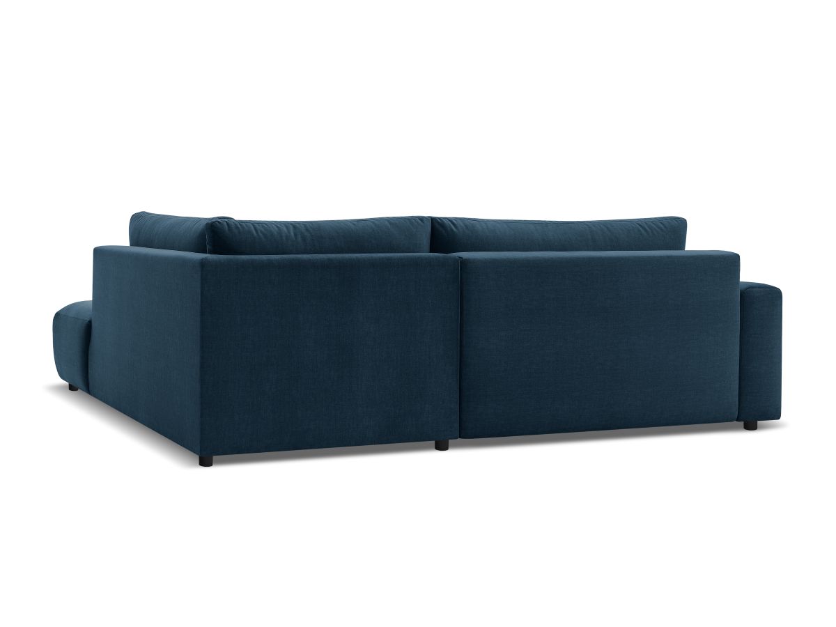 Bobochic Arsene Ecksofa mit Schlaffunktion und Bettkasten und Pouf 277 × 200 cm Samt Blau Ecke rechts