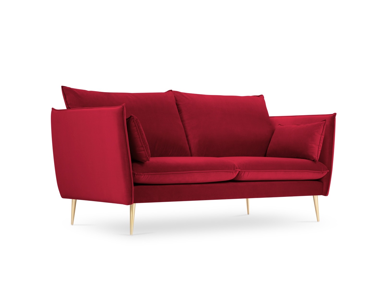2-Sitzer Velvet Sofa Agate | Bezug Red | Beinfarbe Gold Metal