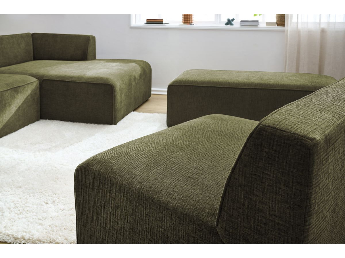 Bobochic Megeve Ecksofa mit Pouf Strukturstoff Grün Ecke rechts