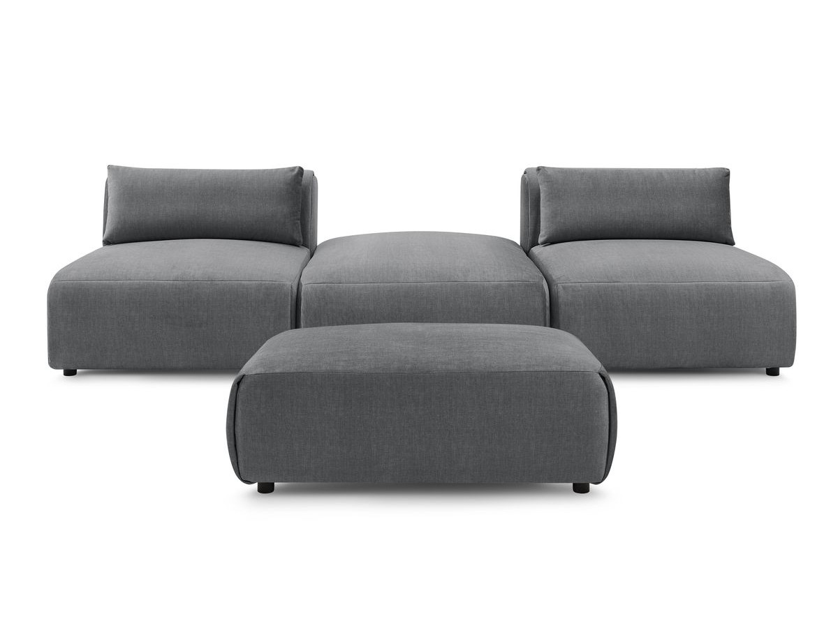 Bobochic Jeanne Sofa 4-Sitzer mit Pouf Samt Dunkelgrau