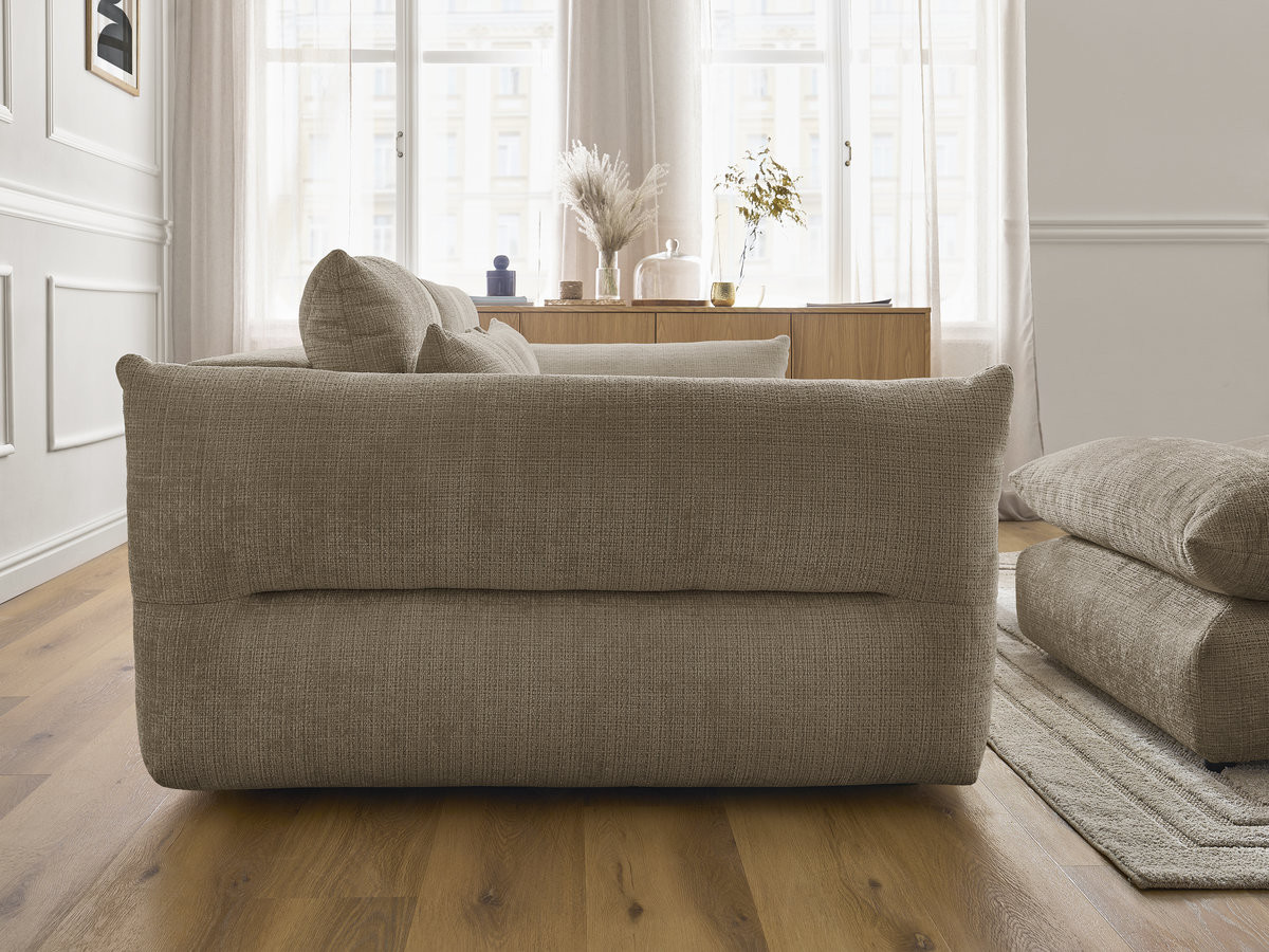 Bobochic Neil Sofa 3-Sitzer mit Pouf Strukturstoff Taupe