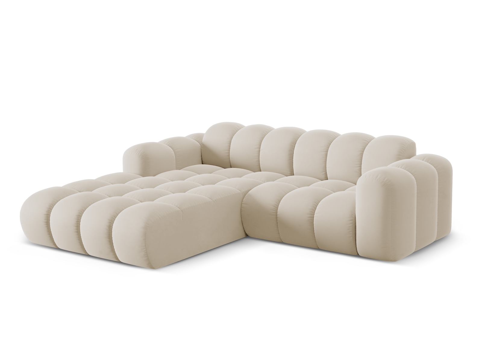 Cosmopolitan Design Ecksofa Treno 3-Sitzer Samt Bluvel Dunkelbeige Links