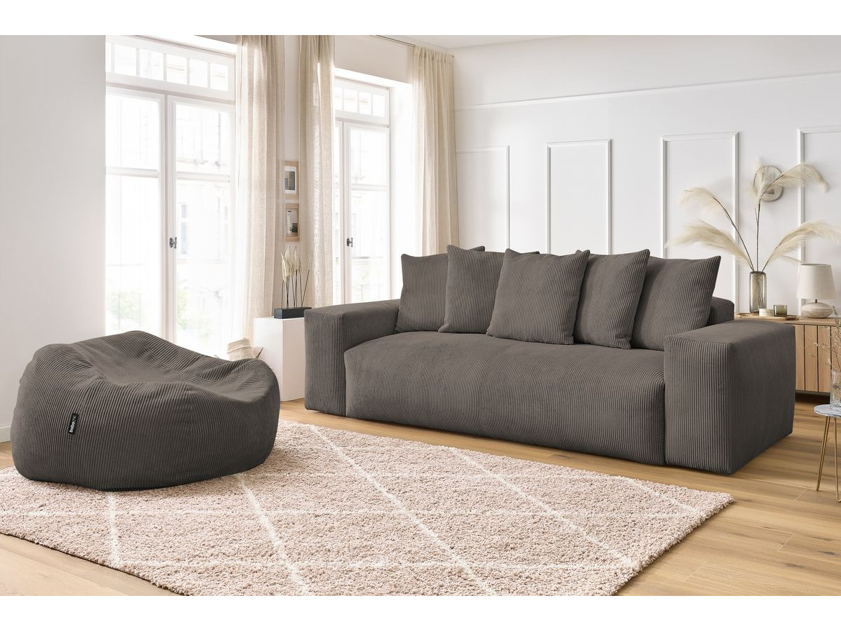 Bobochic Voltaire Sofa 4-Sitzer mit Pouf 280 × 124 cm Cordsamt Taupe