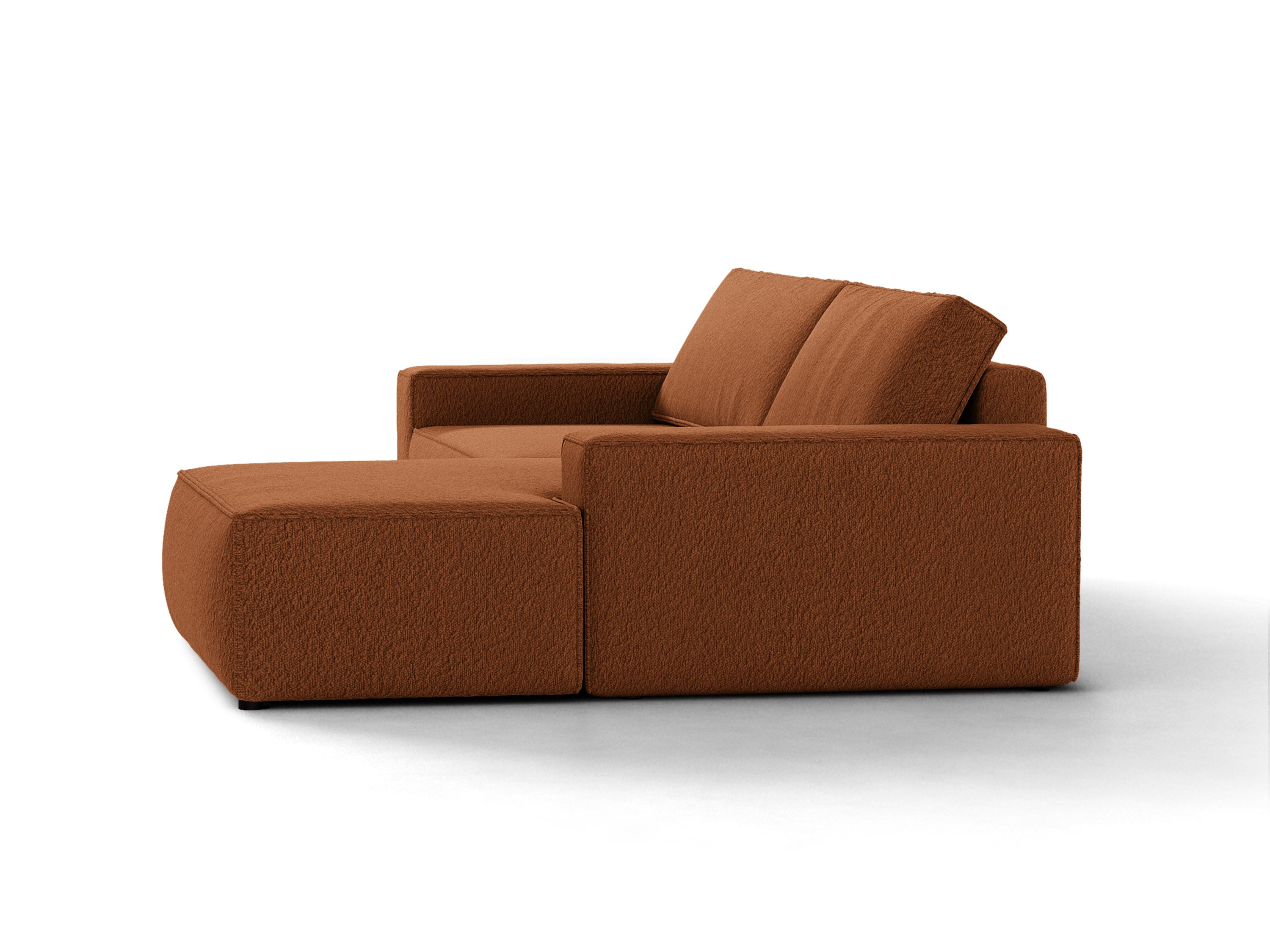 Micadoni Schlaf-Ecksofa Jodie 3-Sitzer Boucle Baloo Terrakotta Rechts