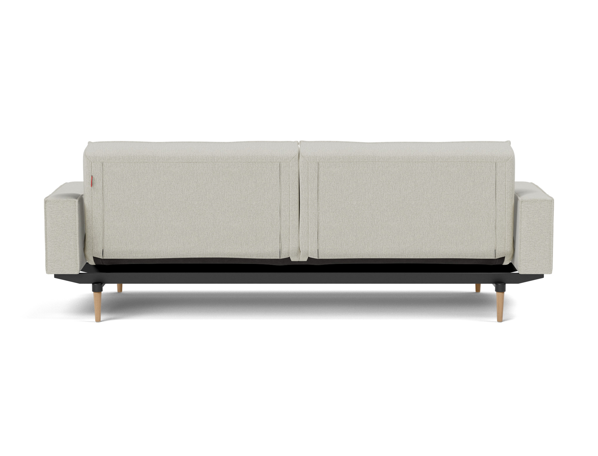 Schlafsofa Splitback mit Armlehnen Flachgewebe Mixed Dance 527-Natural Beine Styletto Eiche hell
