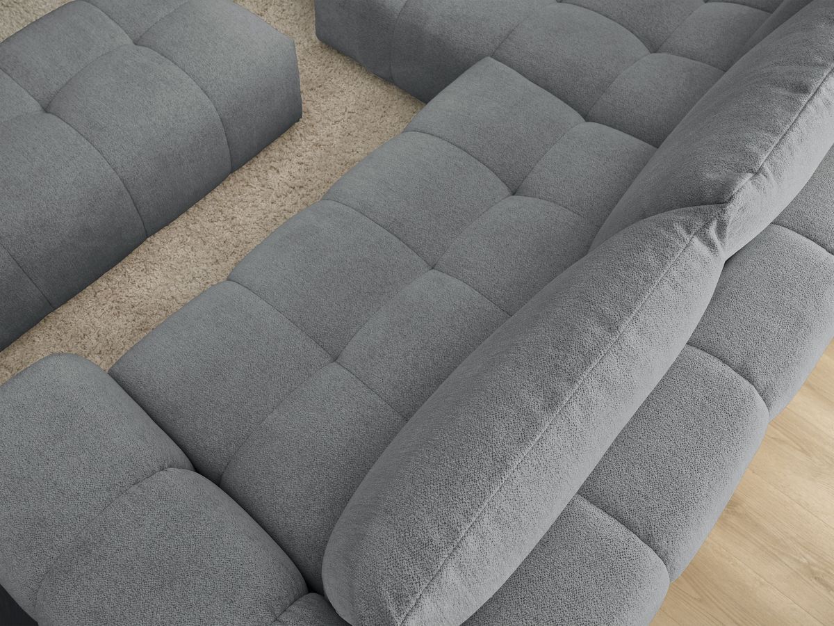 Bobochic Everest Ecksofa mit Schlaffunktion und Bettkasten und Pouf 318 × 180 cm, 3 Kissen Melange-Stoff Dunkelgrau Ecke links