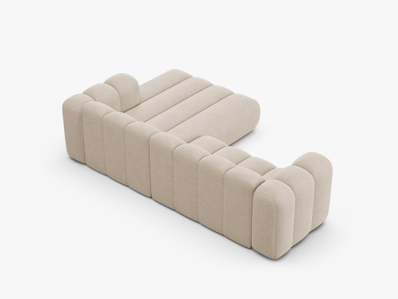 Micadoni Modulares Ecksofa Lupine 4-Sitzer mittelgroß Rechts Boucle Baloo Beige