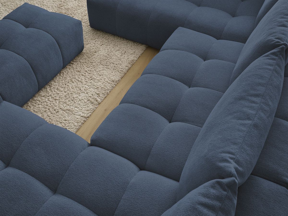Bobochic Everest Wohnlandschaft mit Pouf, 6 Kissen Melange-Stoff Dunkelblau Ecke rechts