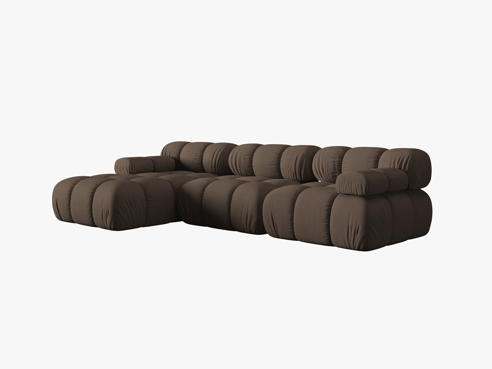 Micadoni Modulares Ecksofa Bellis 4-Sitzer Links 3D-Stoff Sonic Braun
