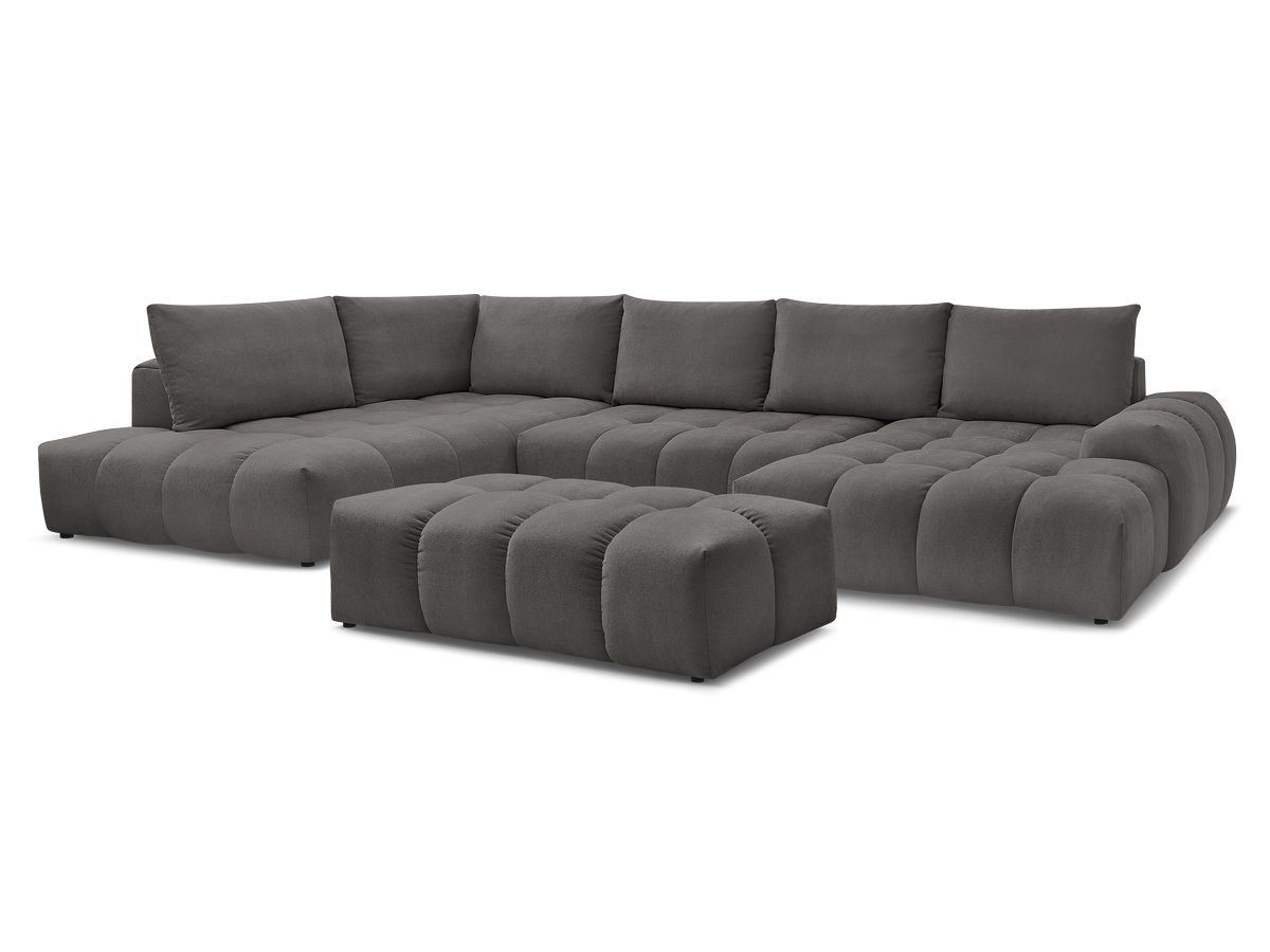 Bobochic Everest Wohnlandschaft mit Pouf, 6 Kissen Strukturstoff Dunkelgrau Ecke rechts