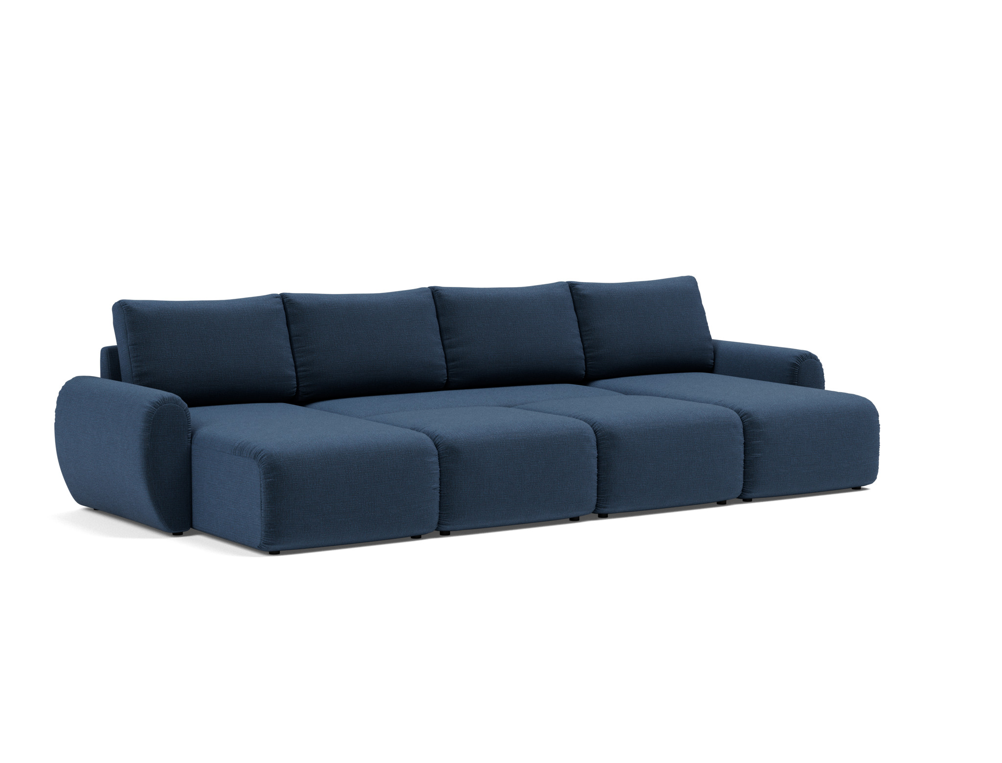 Schlafsofa Norum U-Form mit Curve-Armlehnen Chenille Esina 414-Indigo-Blue