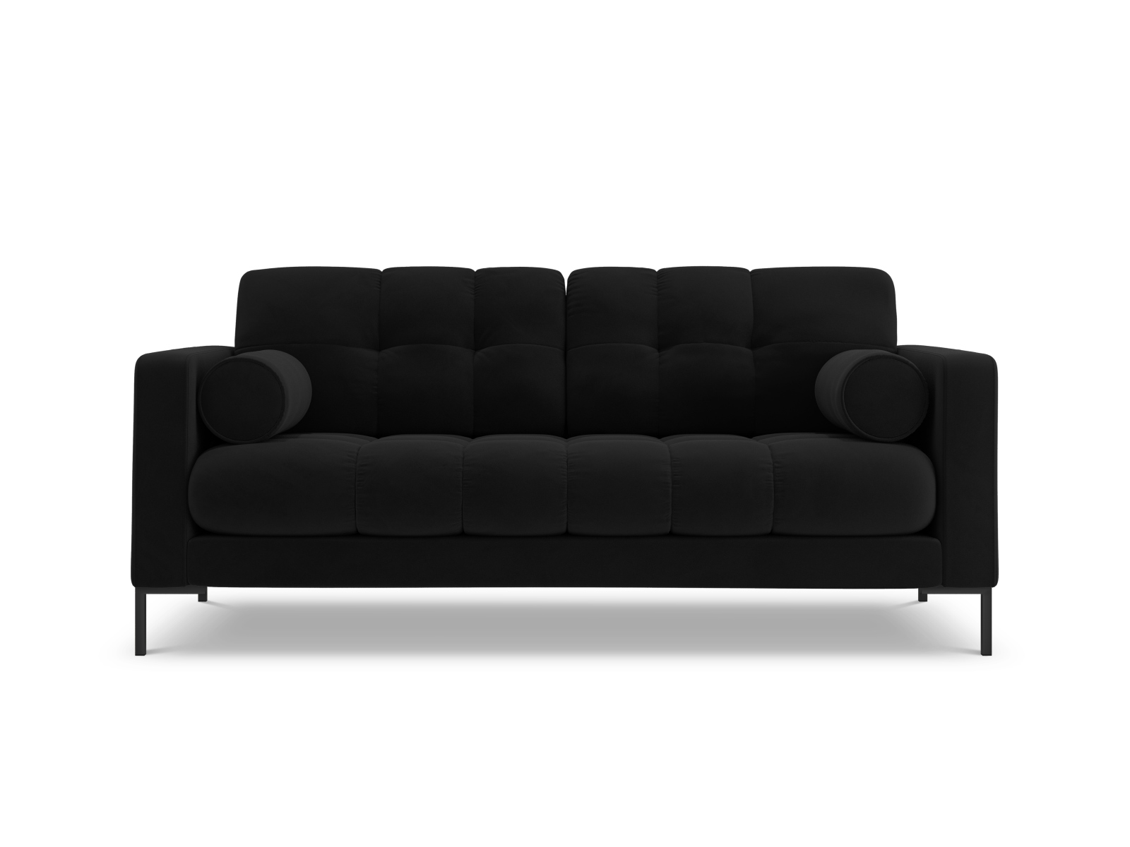 Cosmopolitan Design Sofa Bali 2-Sitzer Samt Bluvel Schwarz Beine Schwarzes Metall