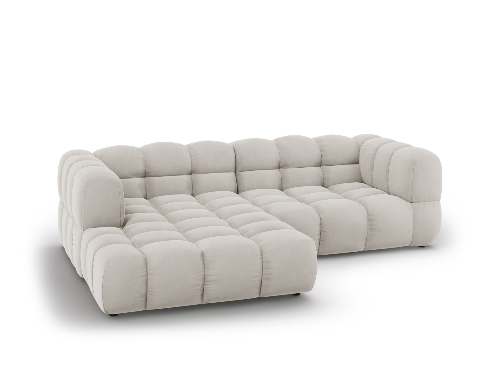 Cosmopolitan Design Ecksofa Sky 3-Sitzer Samt Casino Helles Beige Links
