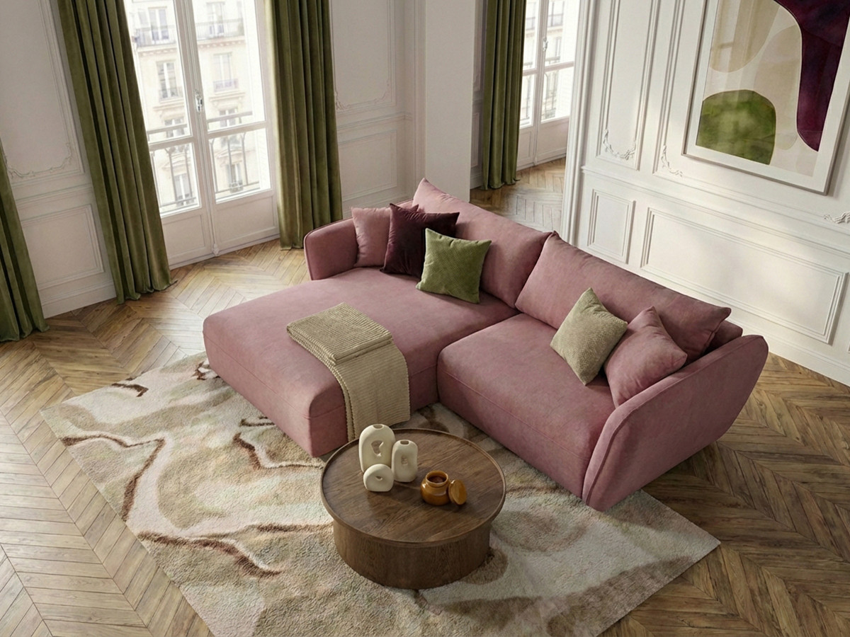 Bobochic Luigi Ecksofa Strukturstoff Rosa Ecke links