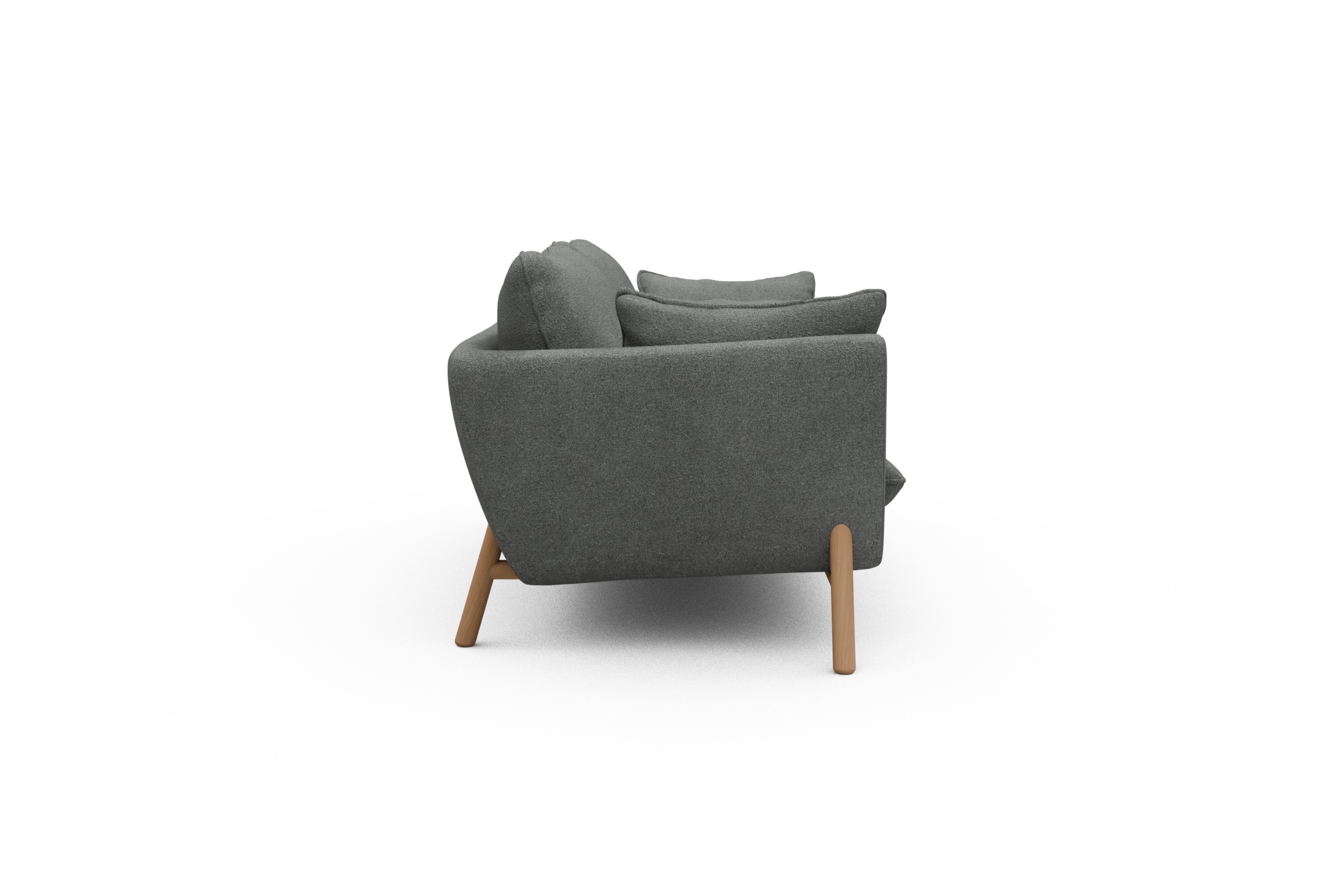 Sofa Emil 2-Sitzer Beinfarbe Eiche Natur Boucle-Ash-Grey
