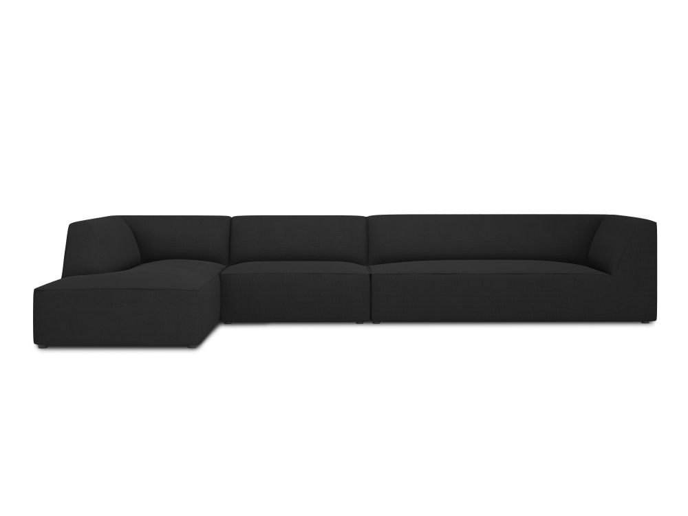 Cosmopolitan Design Ecksofa Siena 5-Sitzer Strukturierter Stoff Ottawa Schwarz Links