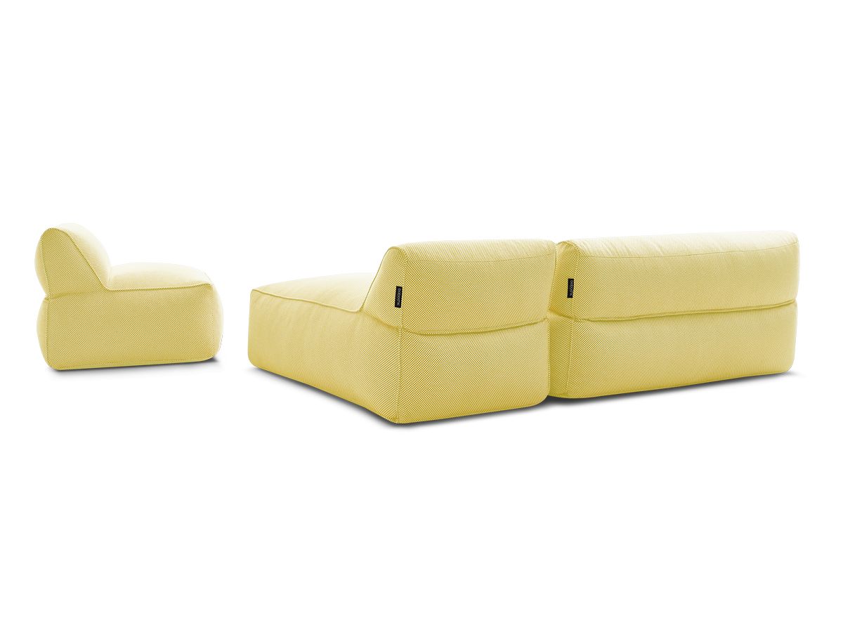 Bobochic Riviera Gartensofa 5-Sitzer mit Pouf Melange-Stoff Gelb