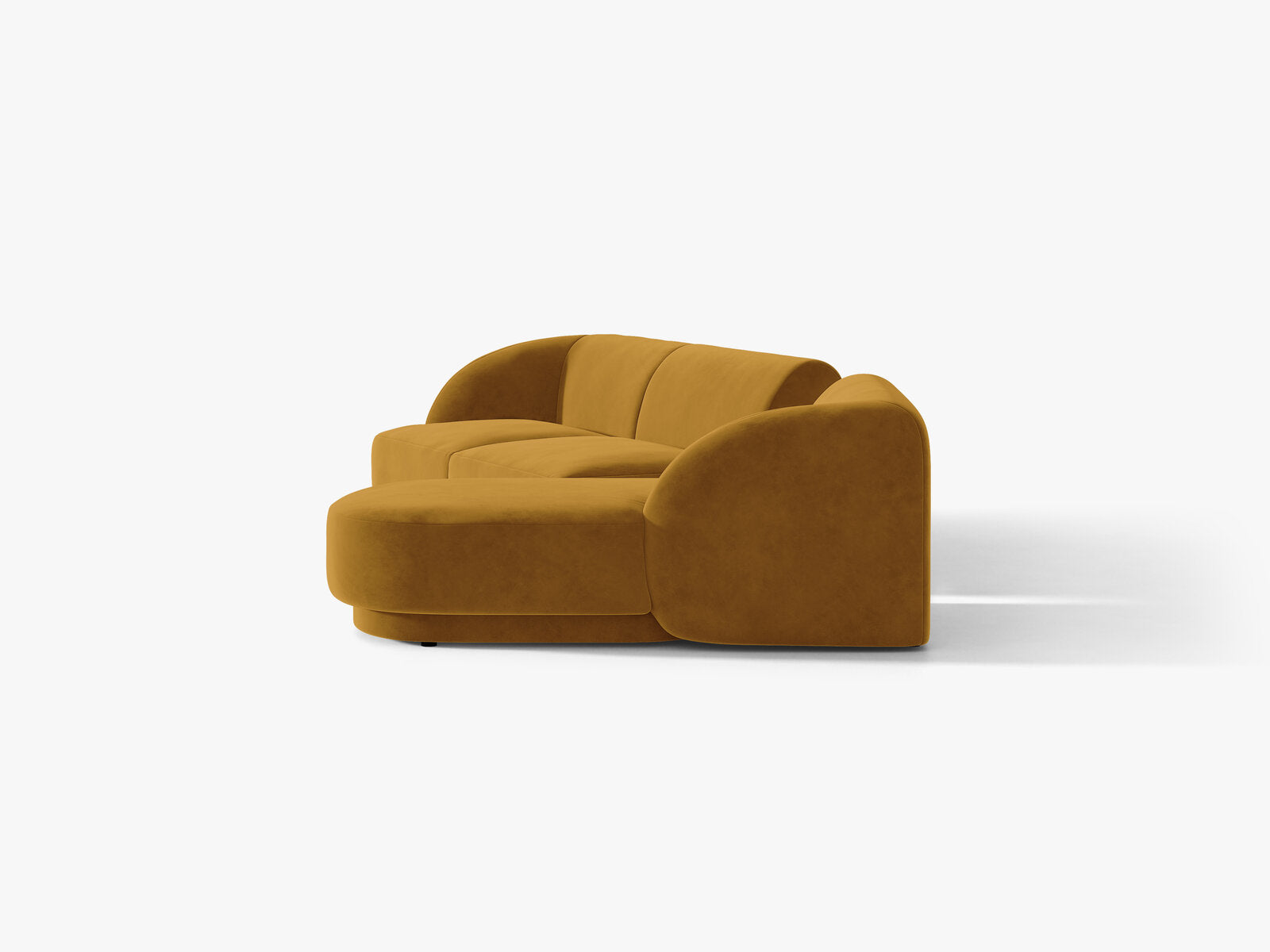 Micadoni Modulares Sofa Miley mit Recamiere 3-Sitzer Rechts Samt Bluvel Gelb